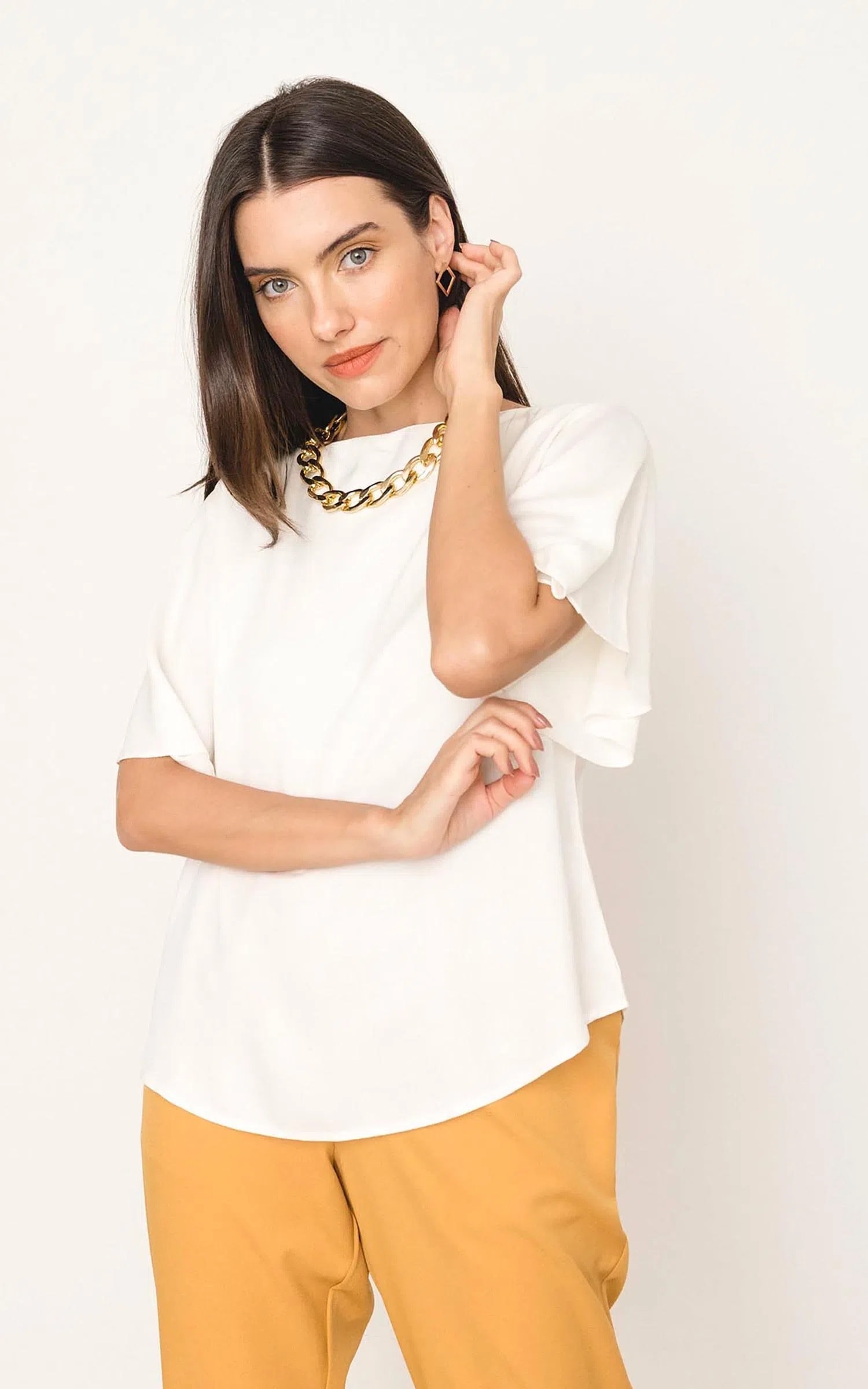 Blusa Babado Manga New Off White