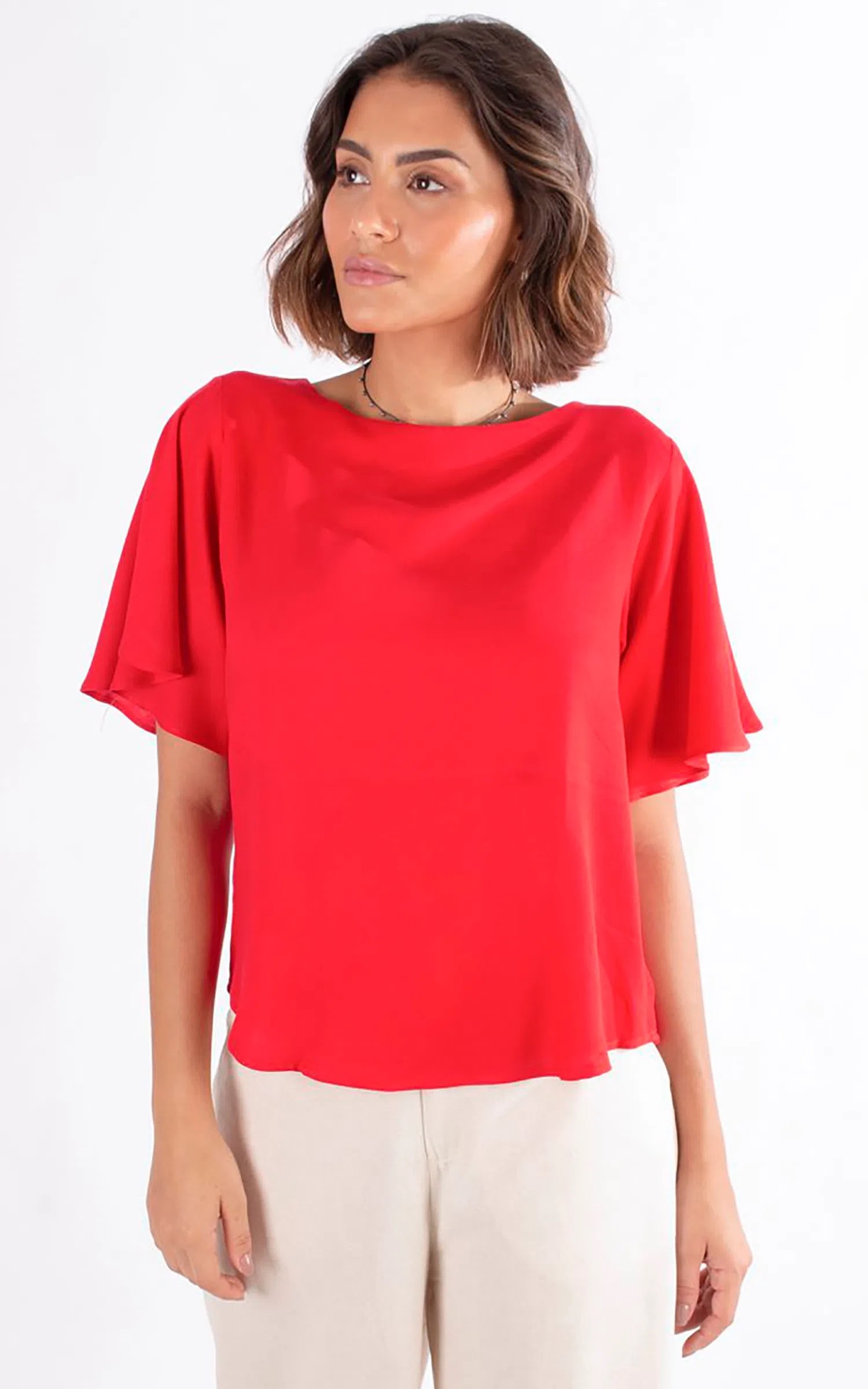 Blusa Babado Manga New Vermelho