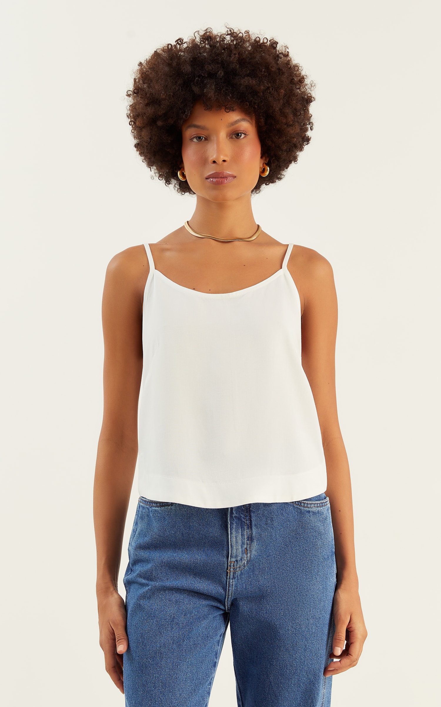 Blusa Basic Barra Arredondada Off White