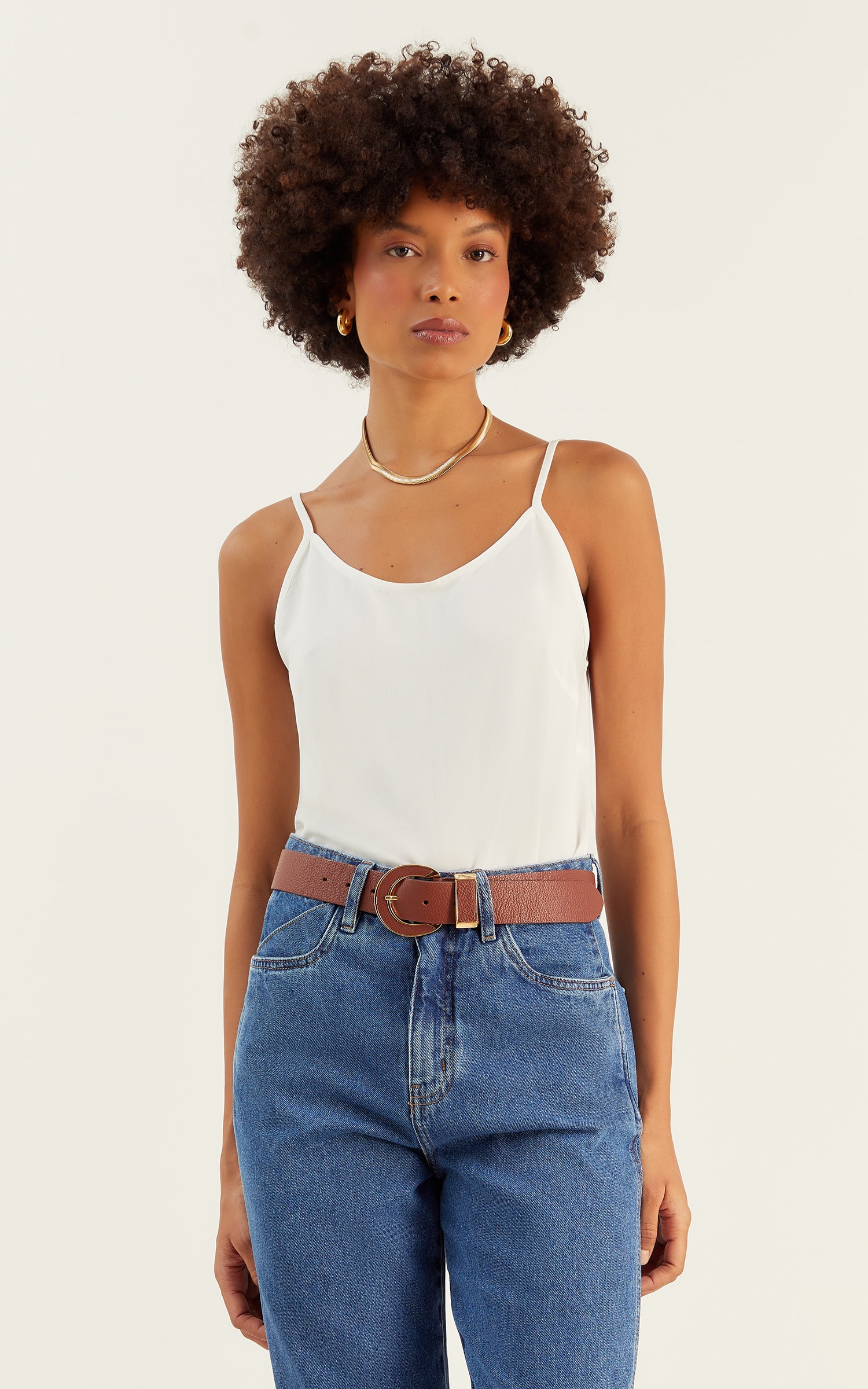 Blusa Basic Barra Arredondada Off White