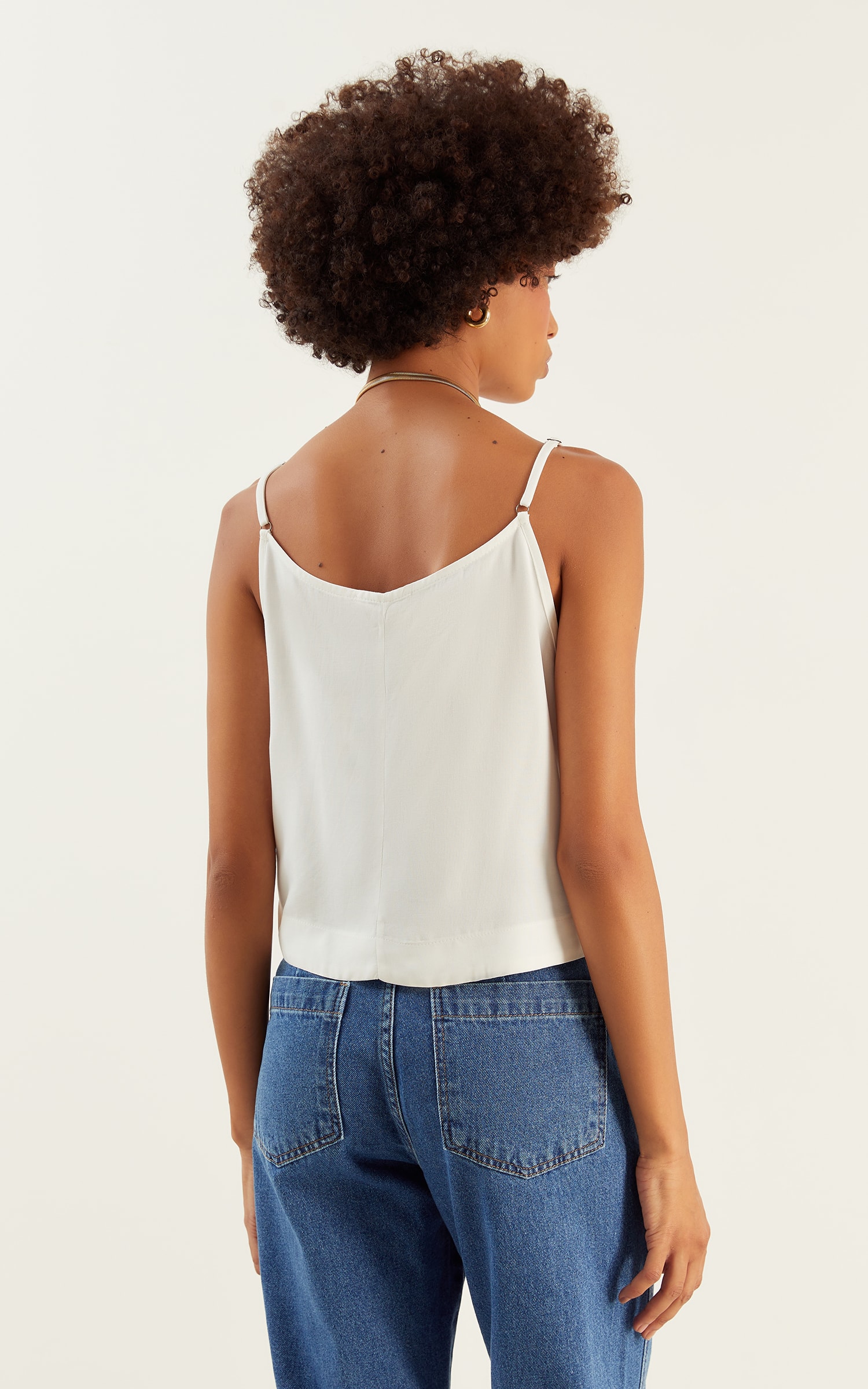 Blusa Basic Barra Arredondada Off White