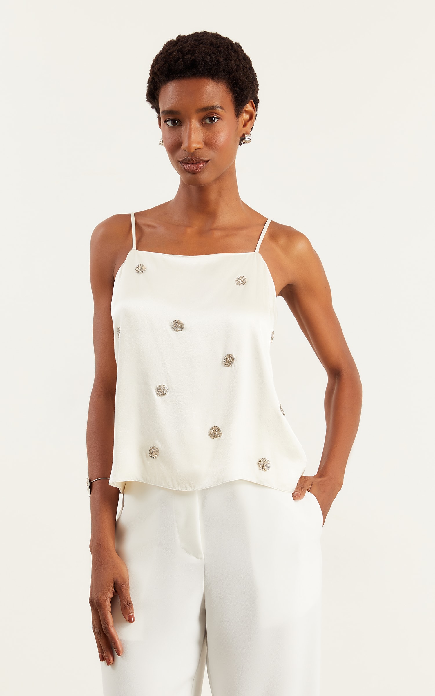 Blusa Bordada Poá Off White