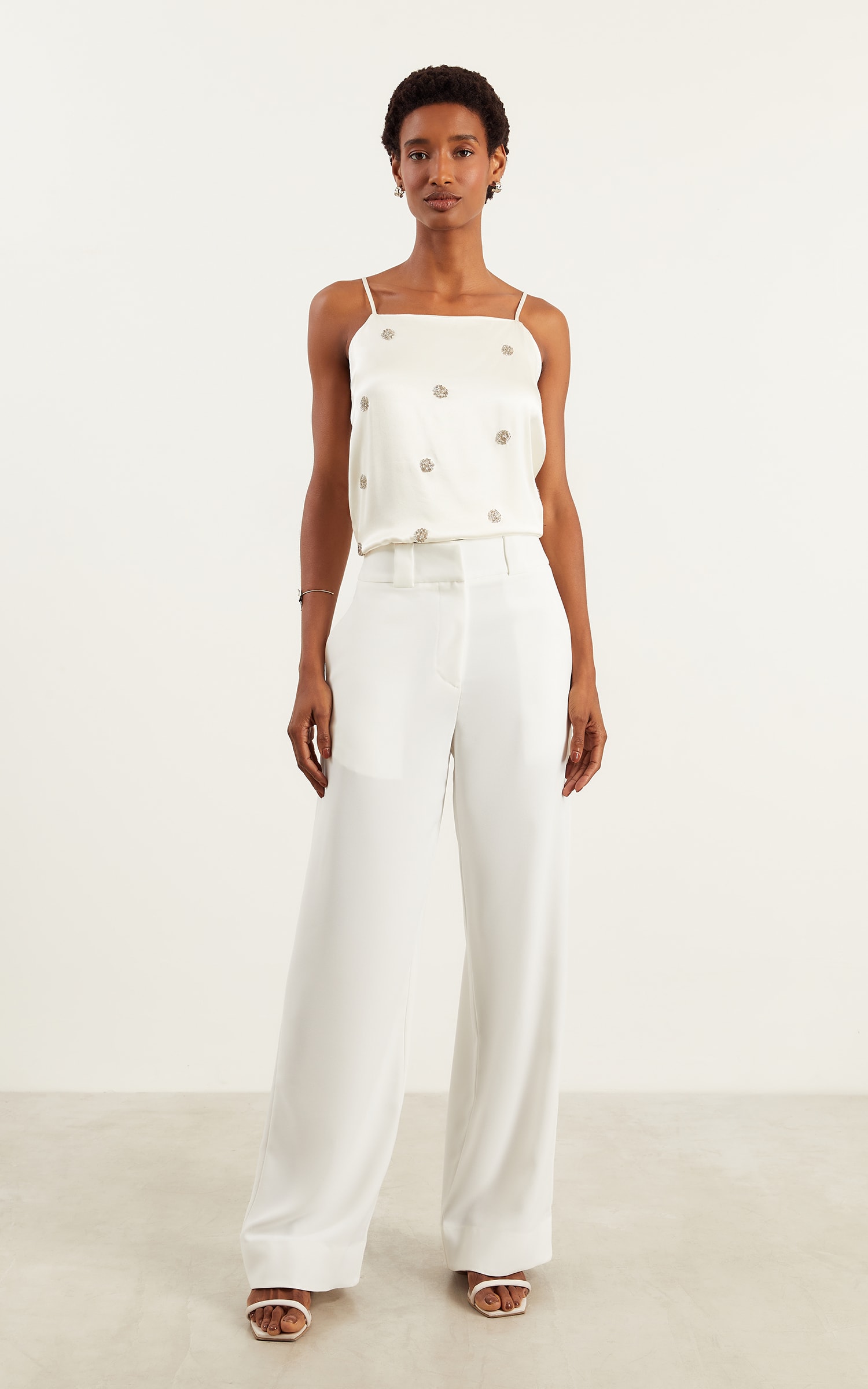 Blusa Bordada Poá Off White