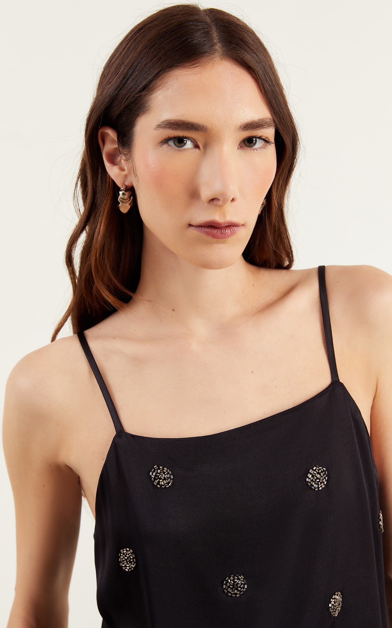 Blusa Bordada Poá Preto