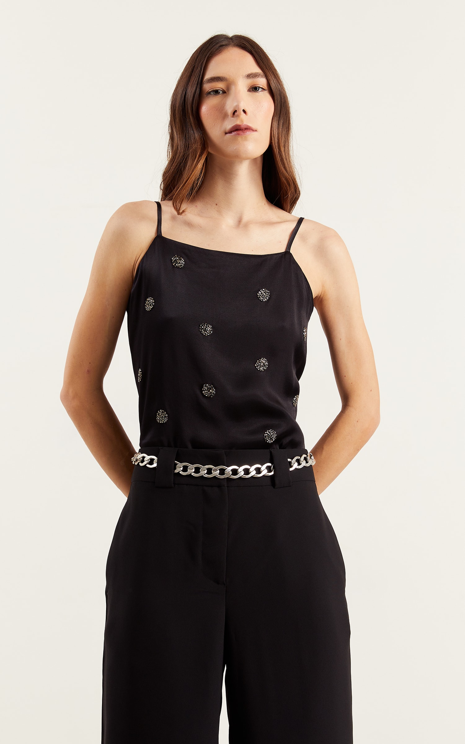 Blusa Bordada Poá Preto