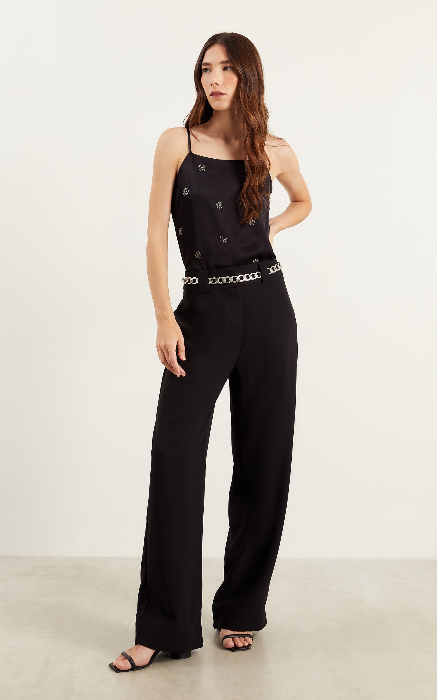 Blusa Bordada Poá Preto