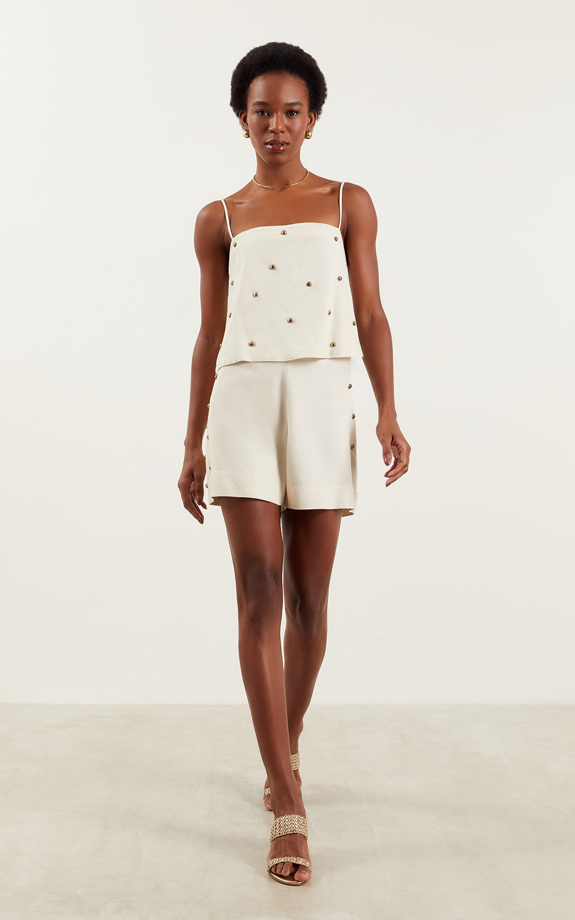 Blusa Bordado Metais Hanoi Natural