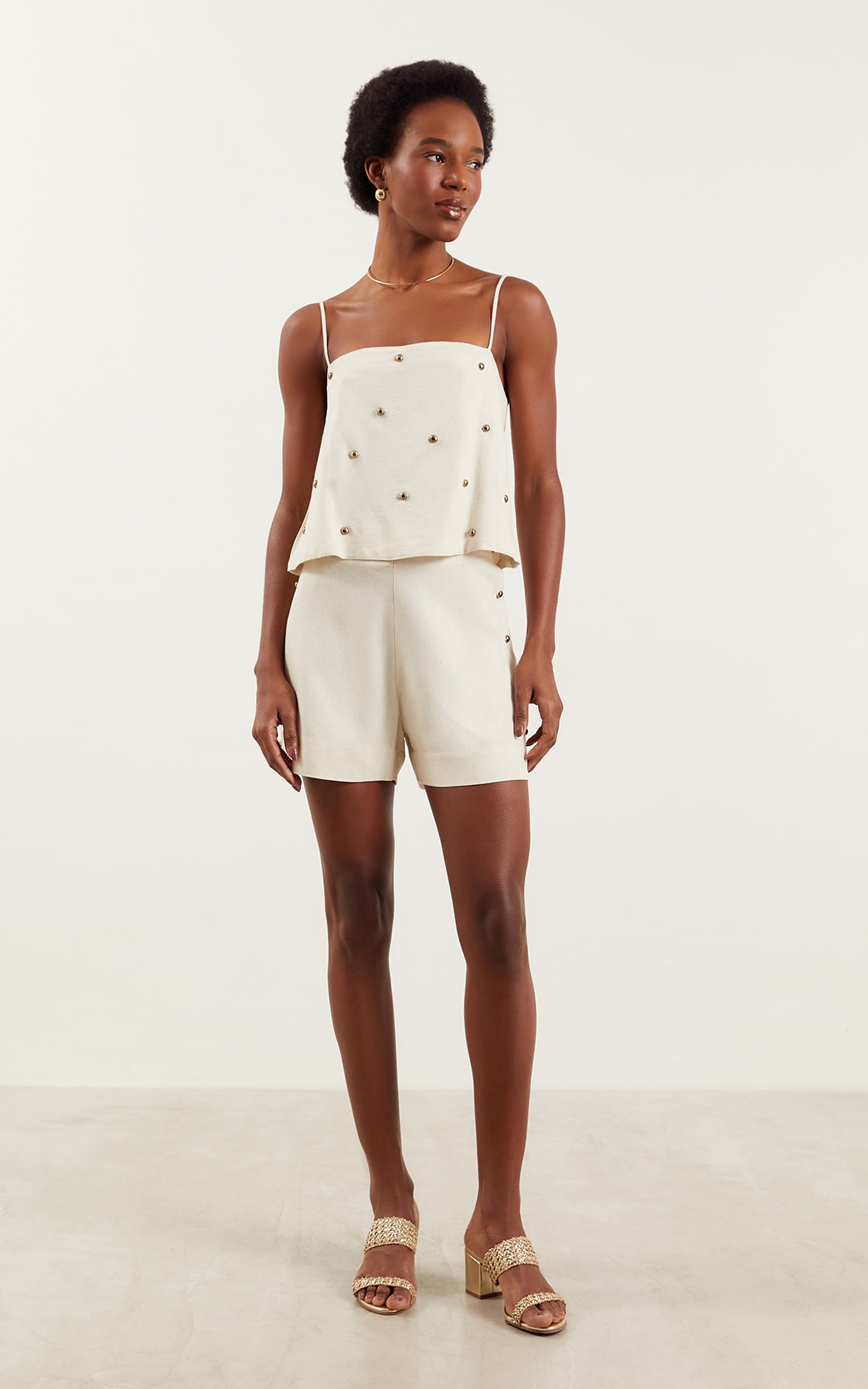 Blusa Bordado Metais Hanoi Natural