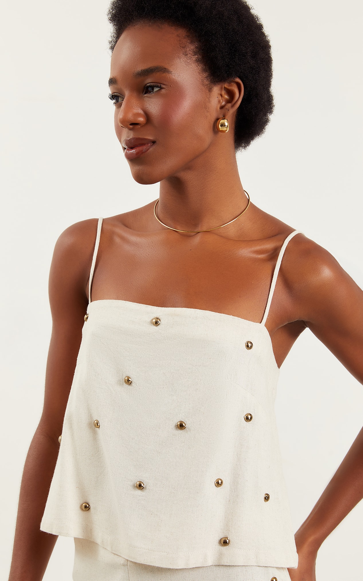 Blusa Bordado Metais Hanoi Natural