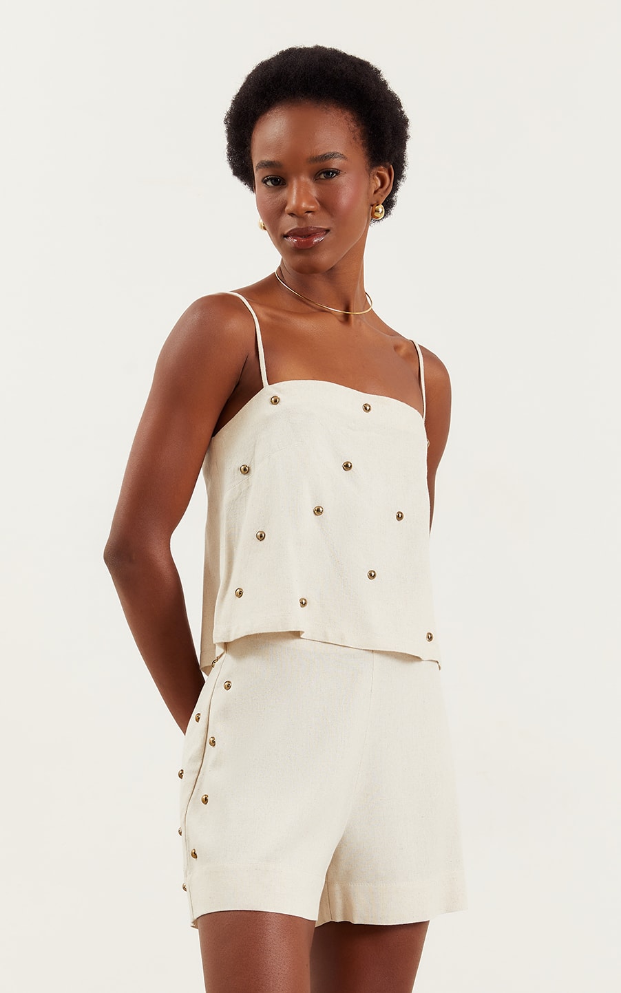 Blusa Bordado Metais Hanoi Natural
