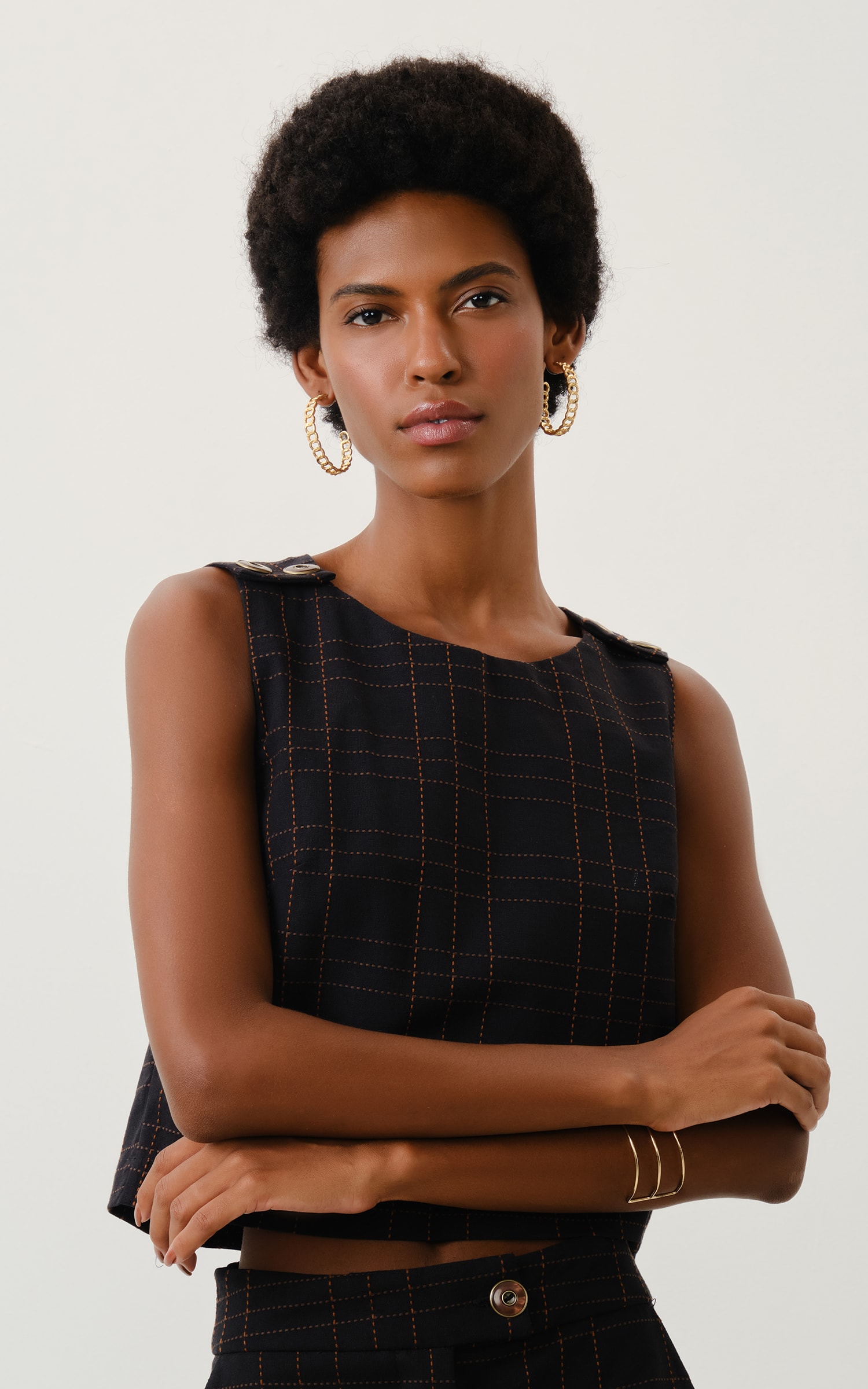 Blusa Canela Detalhe Botoes Preto