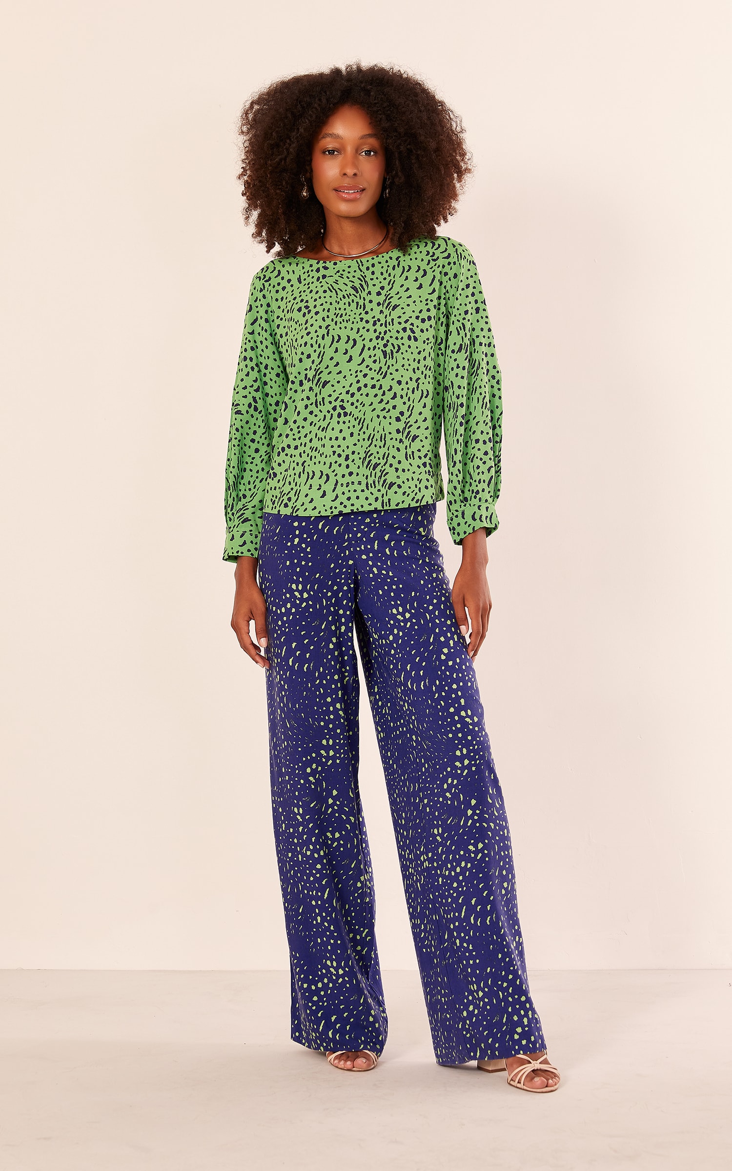 Blusa Canoa Estampa Blanche Verde
