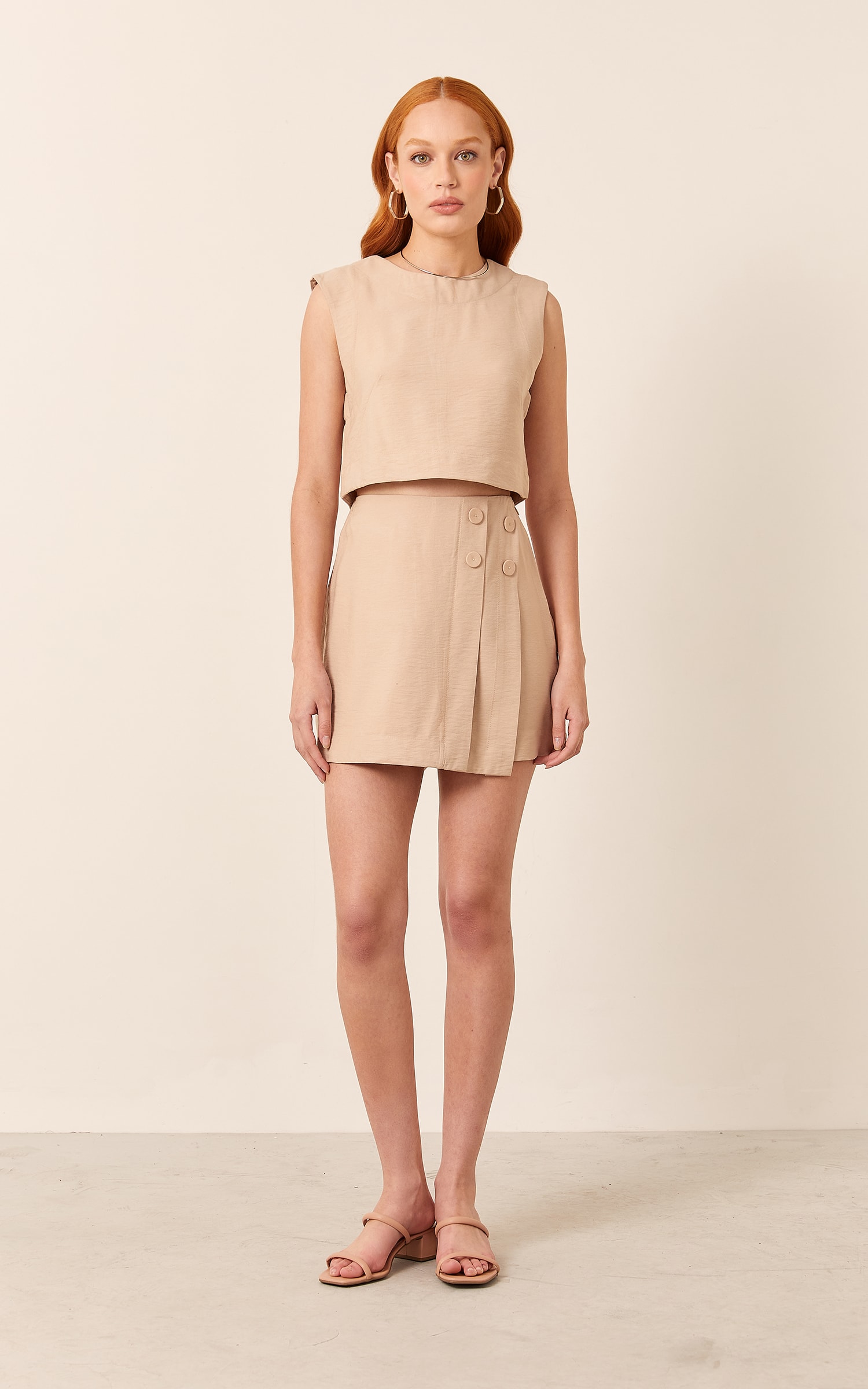 Blusa Casual Pespontada Natural