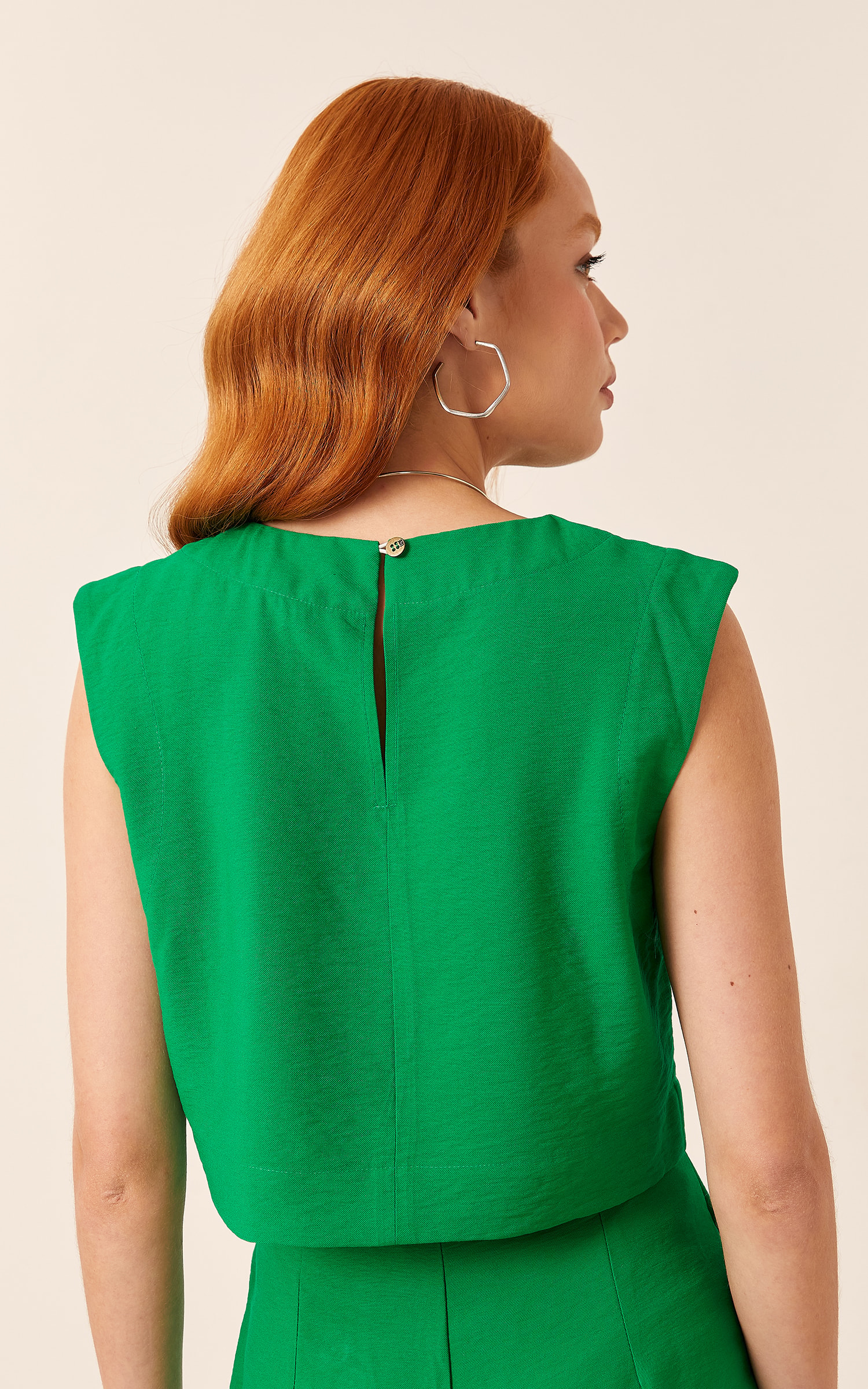 Blusa Casual Pespontada Verde Bandeira