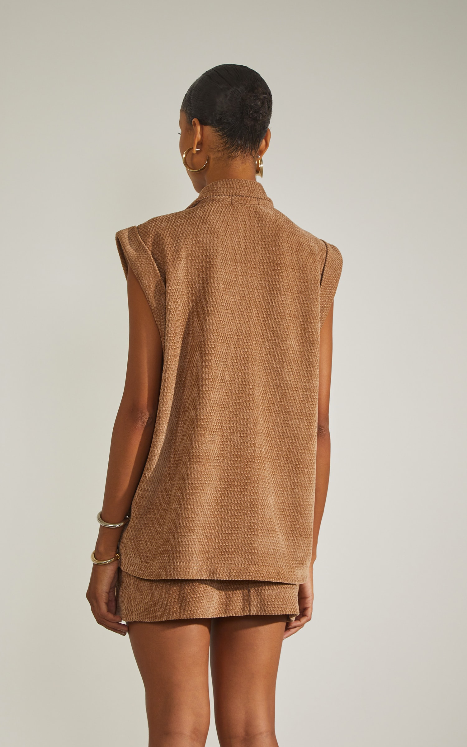 Blusa Chenile Jacquard Caramelo