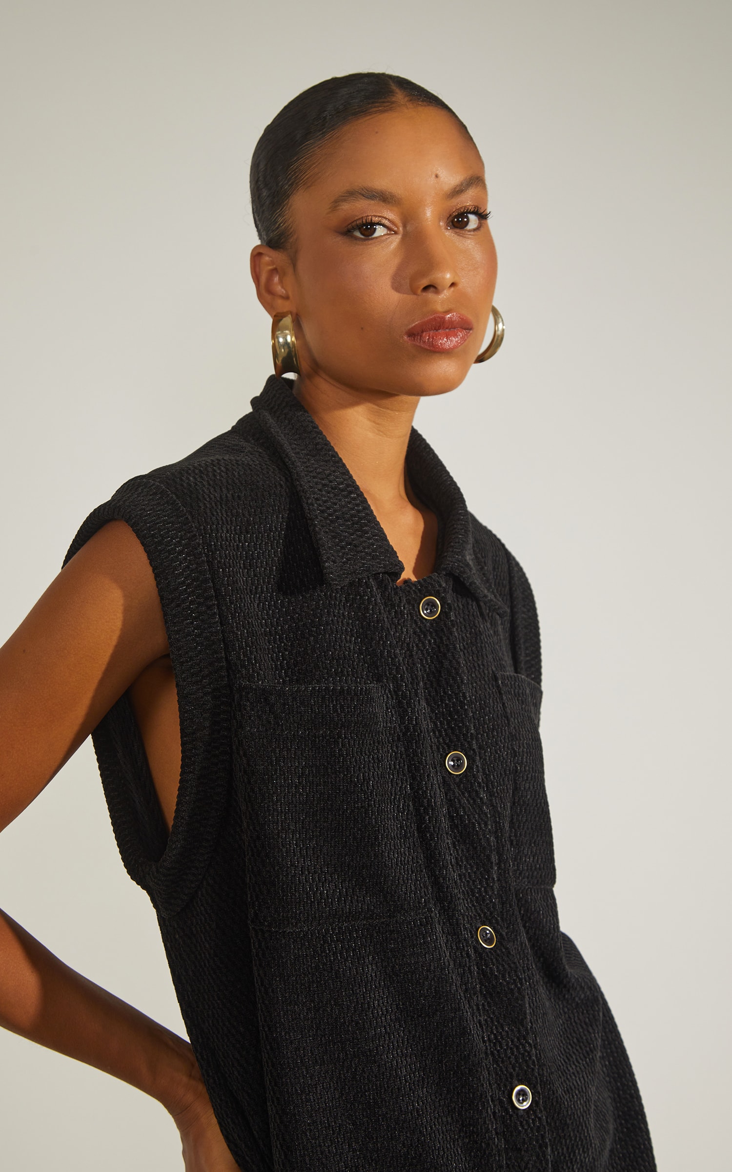 Blusa Chenile Jacquard Preto