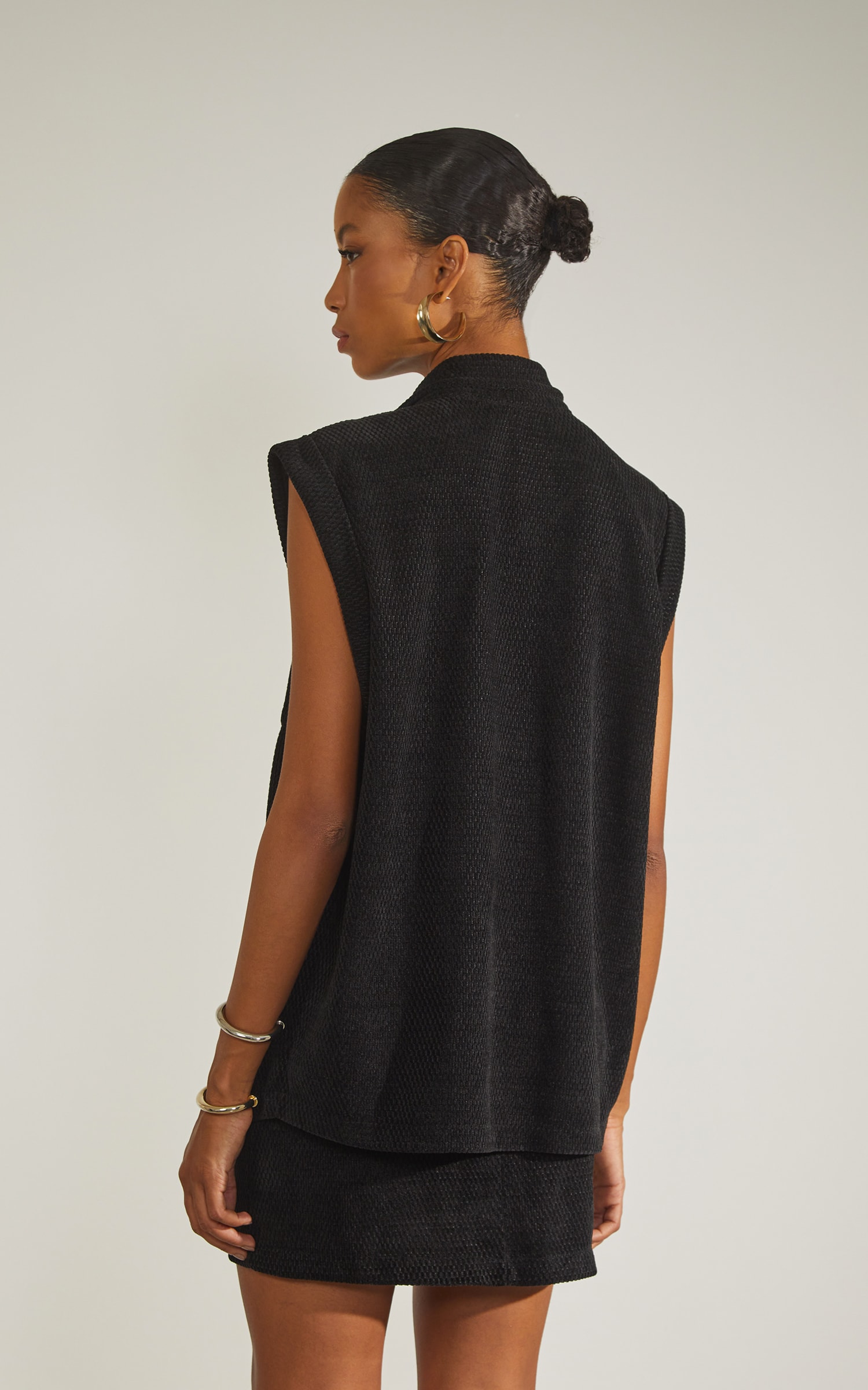 Blusa Chenile Jacquard Preto