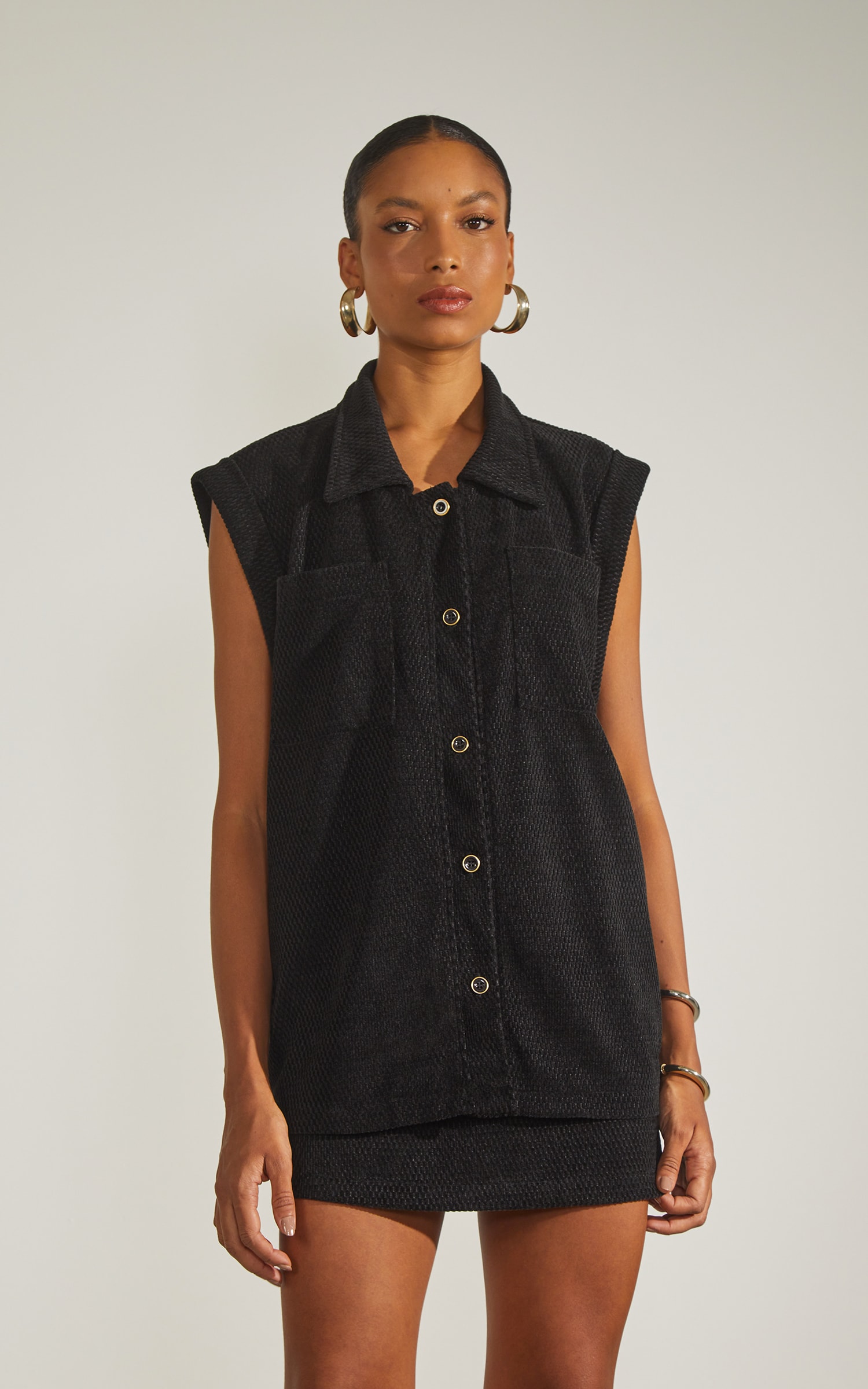 Blusa Chenile Jacquard Preto