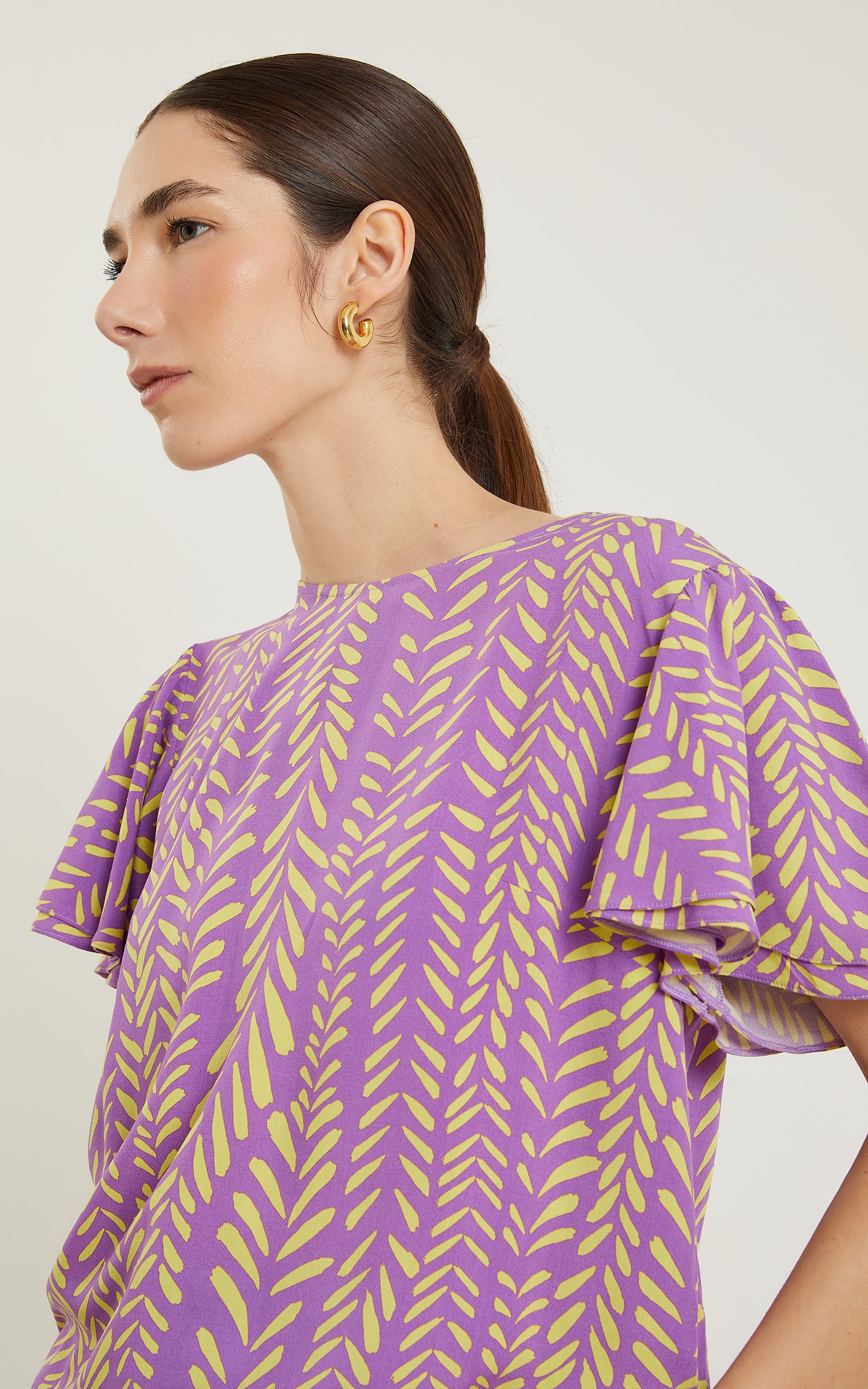 Blusa Colorir Manga Babados Roxo
