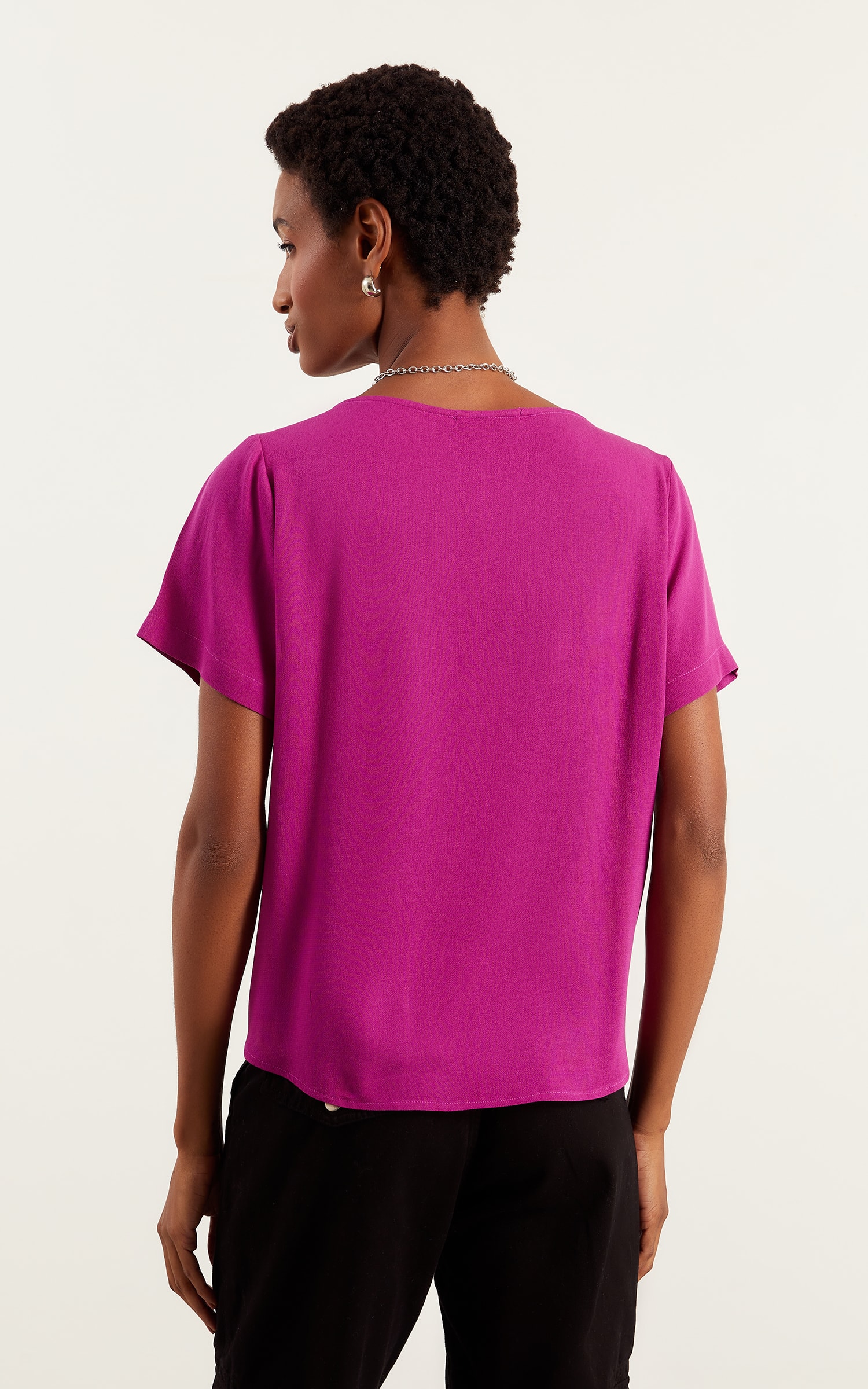 Blusa Com Manga Basic Fucsia