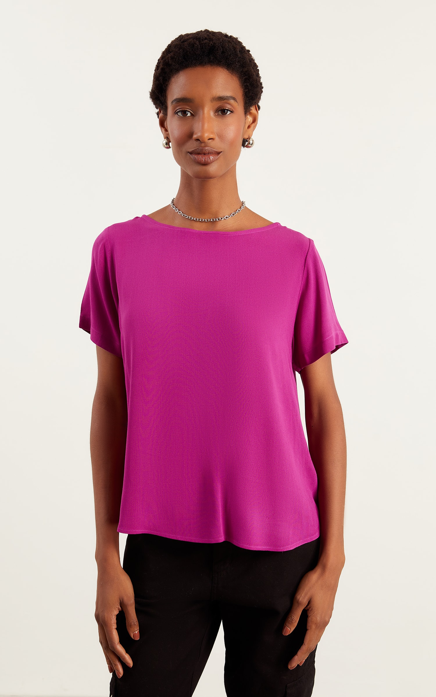 Blusa Com Manga Basic Fucsia