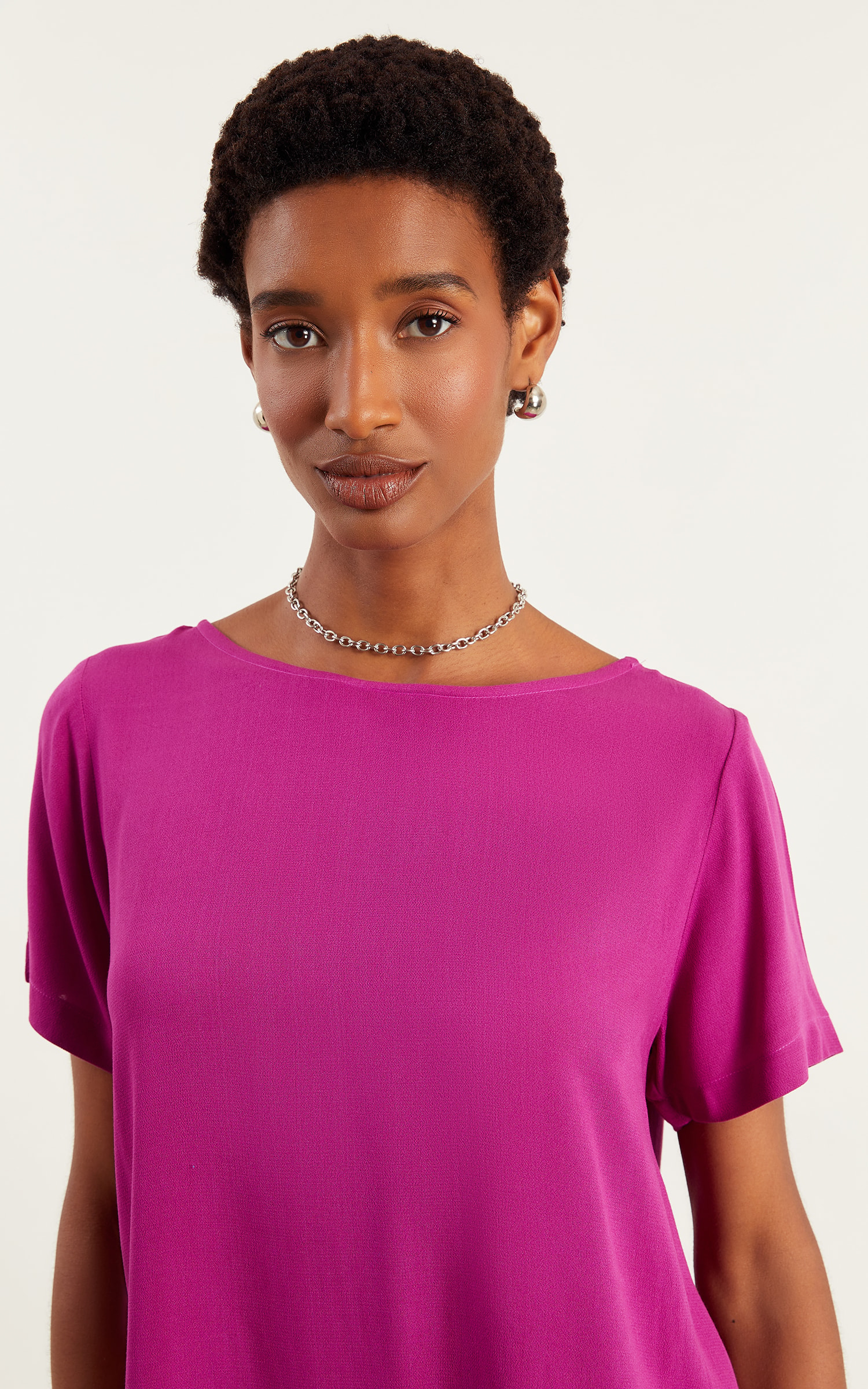 Blusa Com Manga Basic Fucsia