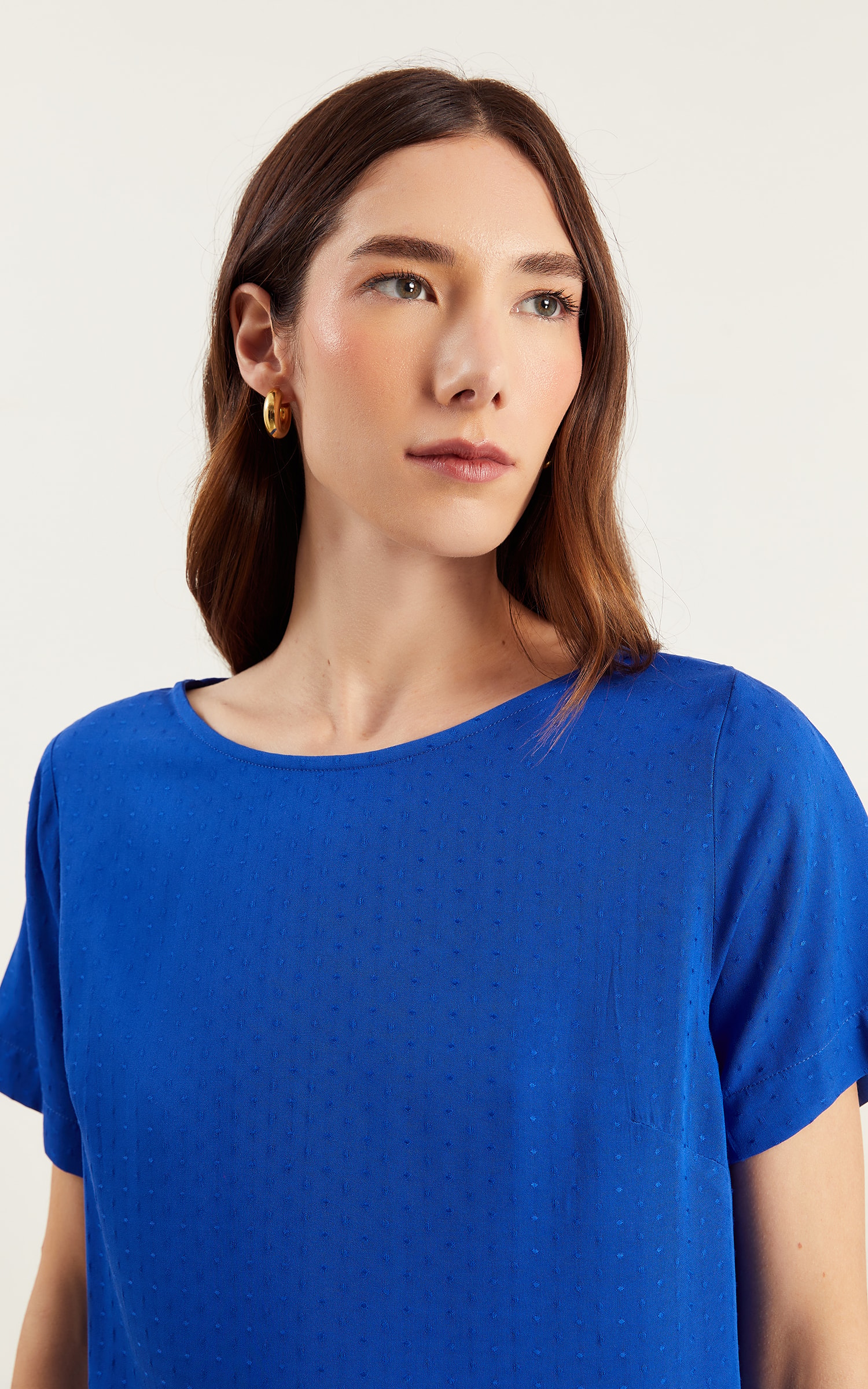 Blusa Com Manga Magnetado Azul Royal