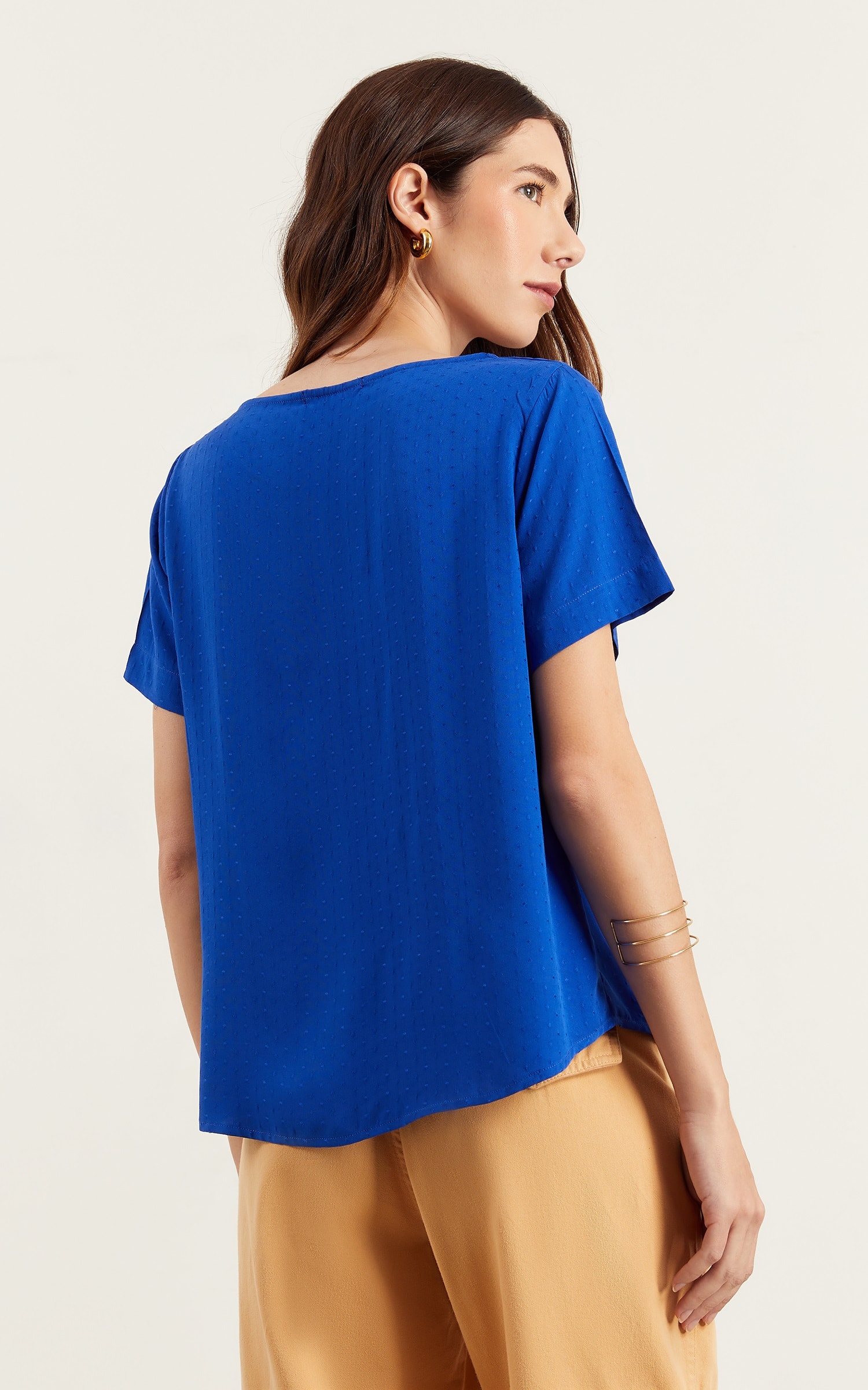 Blusa Com Manga Magnetado Azul Royal