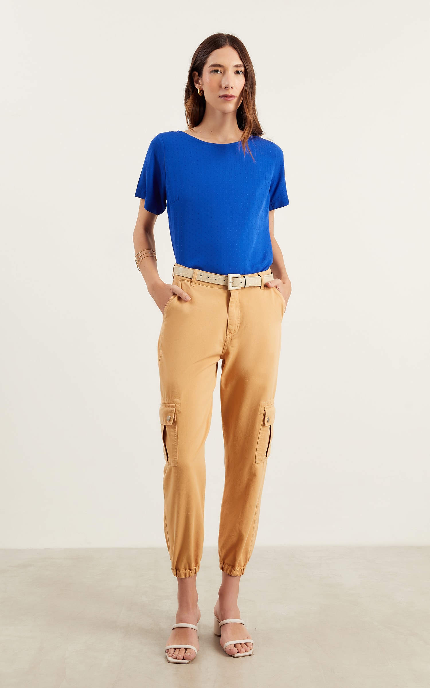 Blusa Com Manga Magnetado Azul Royal