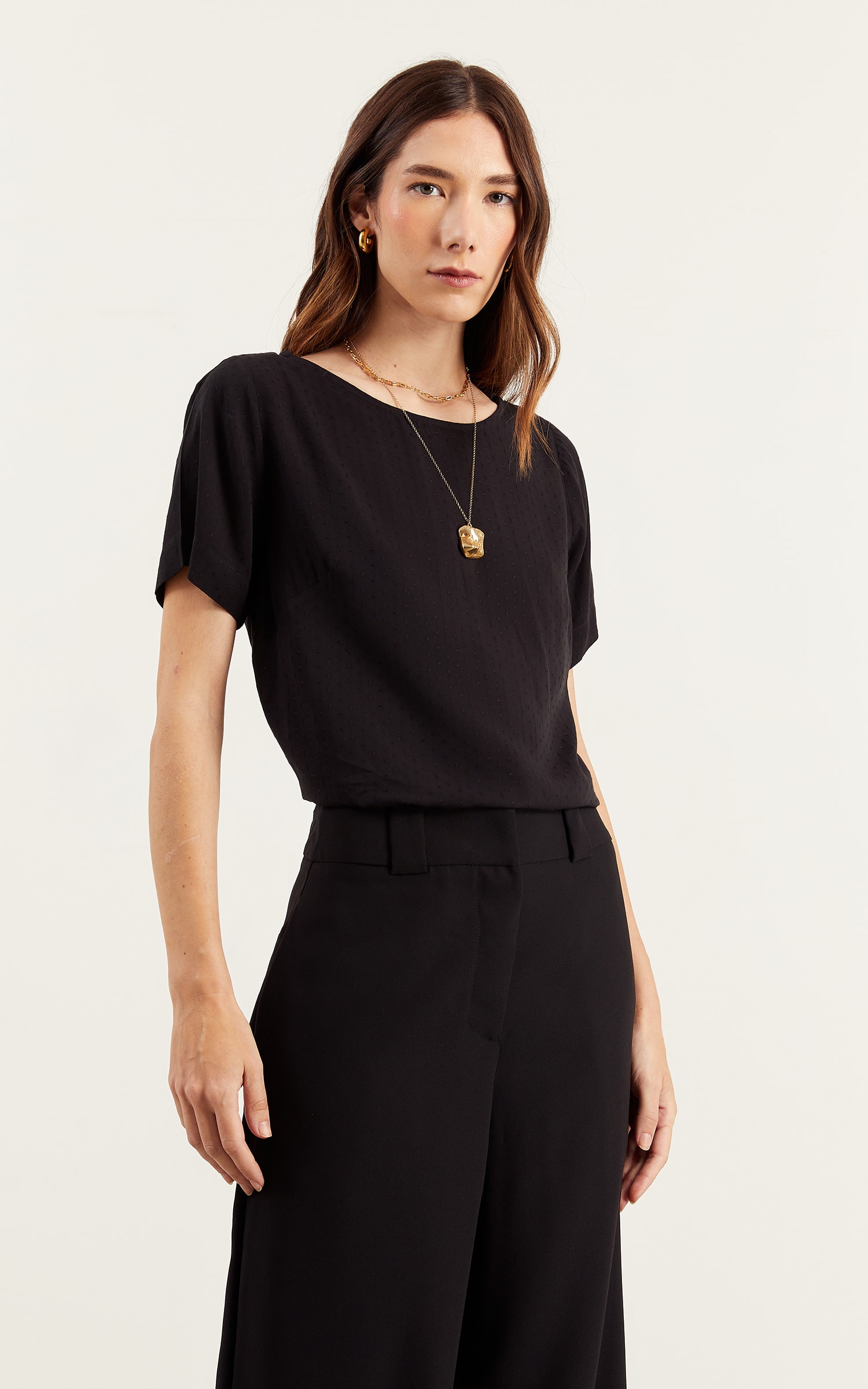Blusa Com Manga Magnetado Preto