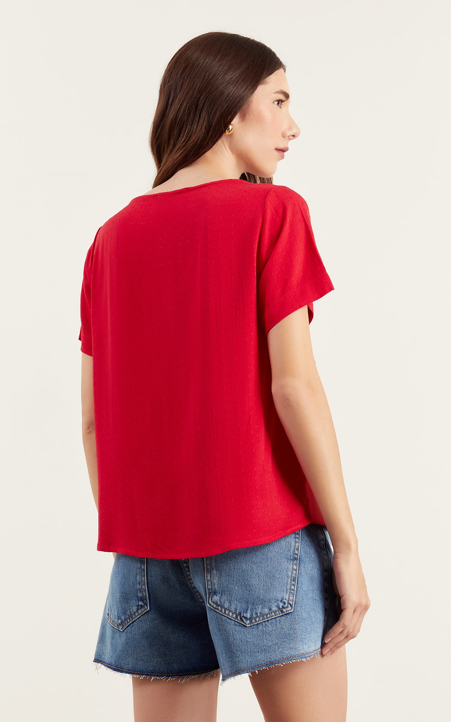 Blusa Com Manga Magnetado Vermelho