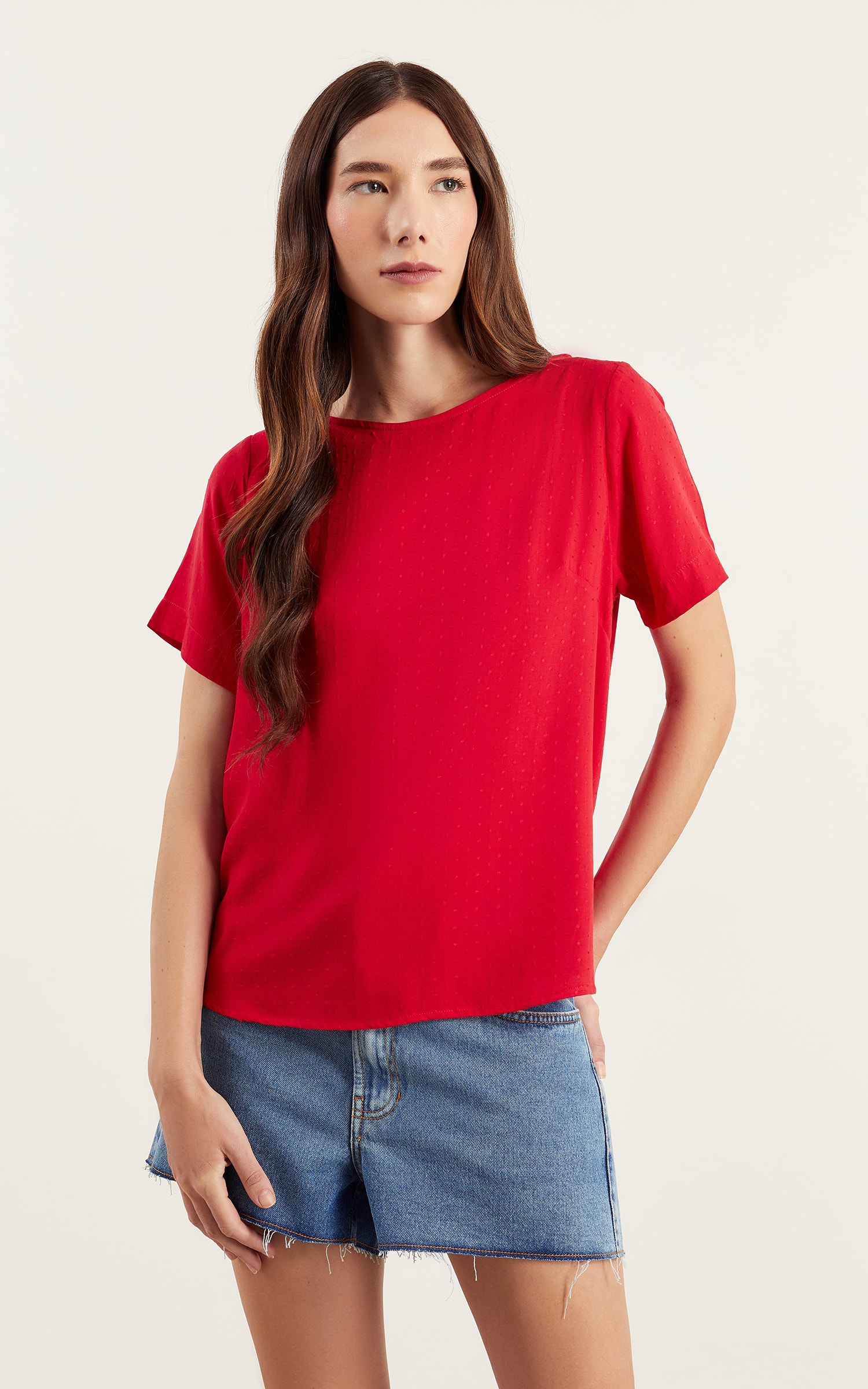 Blusa Com Manga Magnetado Vermelho