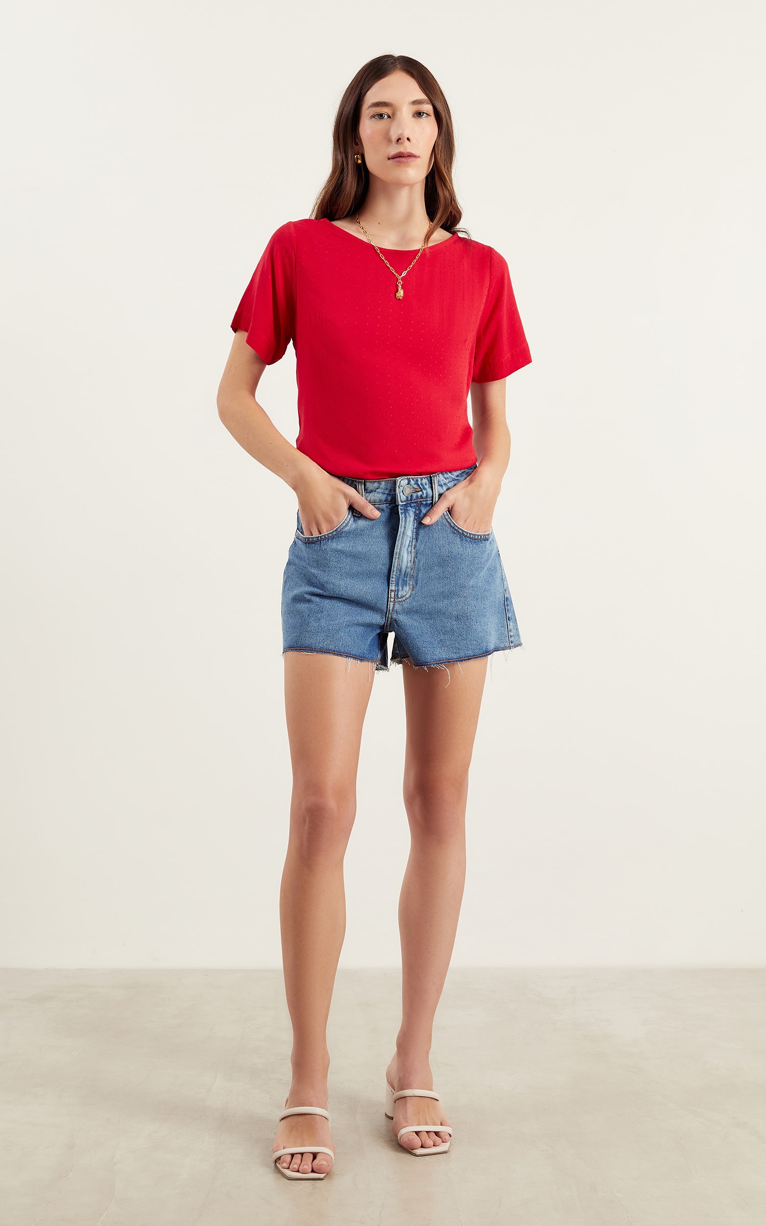 Blusa Com Manga Magnetado Vermelho
