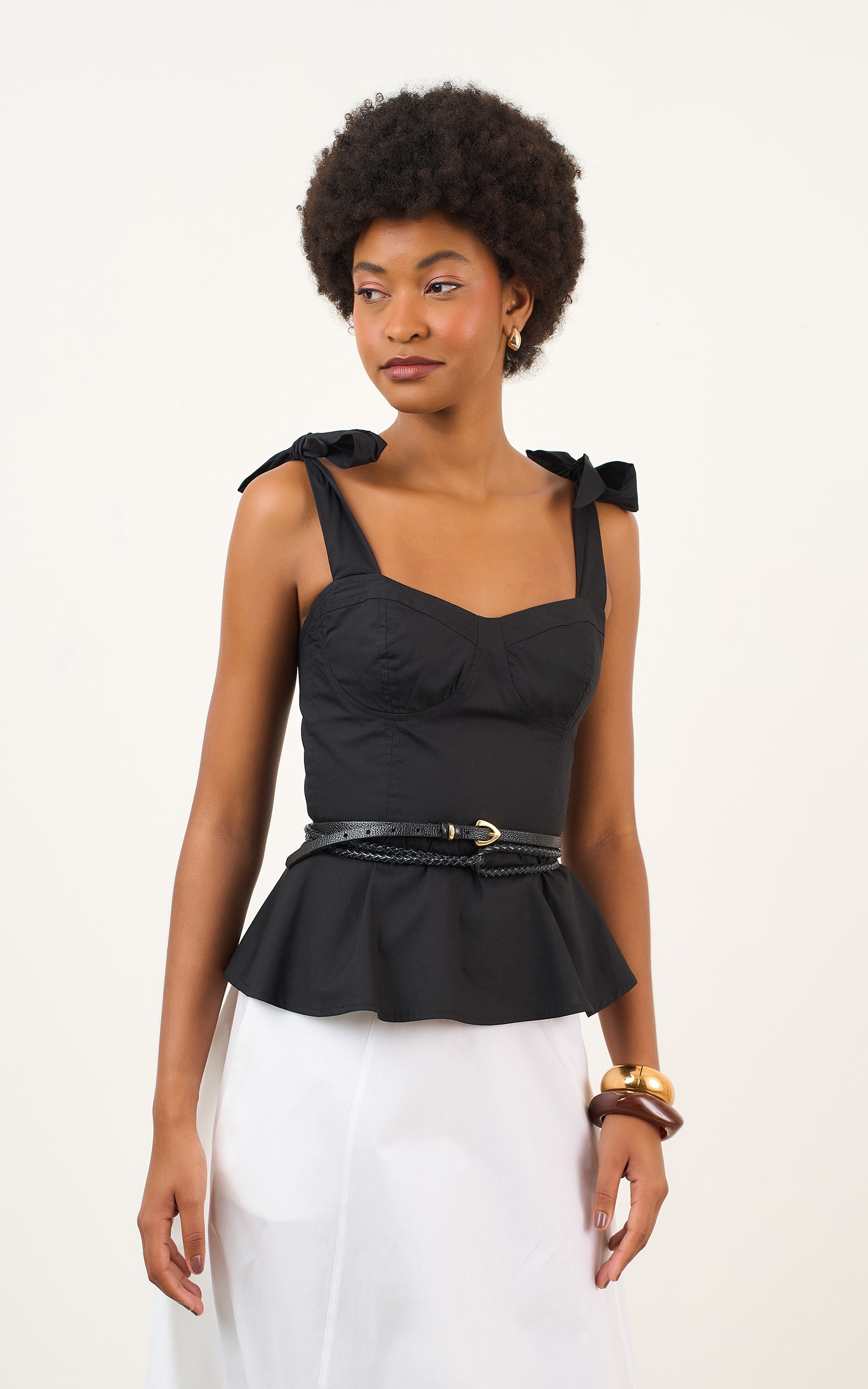 Blusa Corset Amarracao Preto