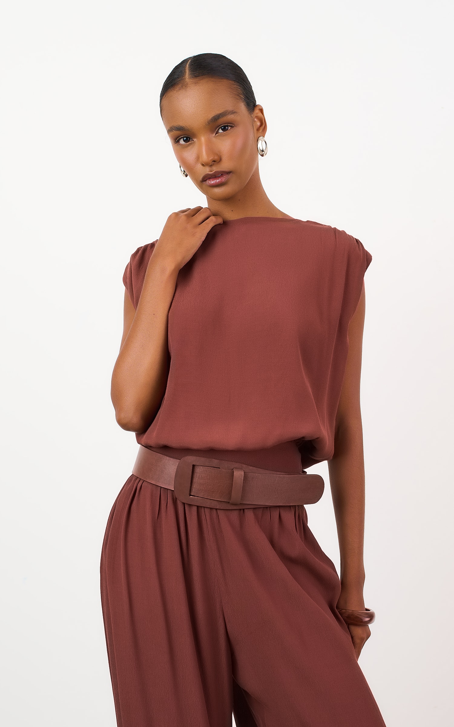 Blusa Cropped Glace Chocolate