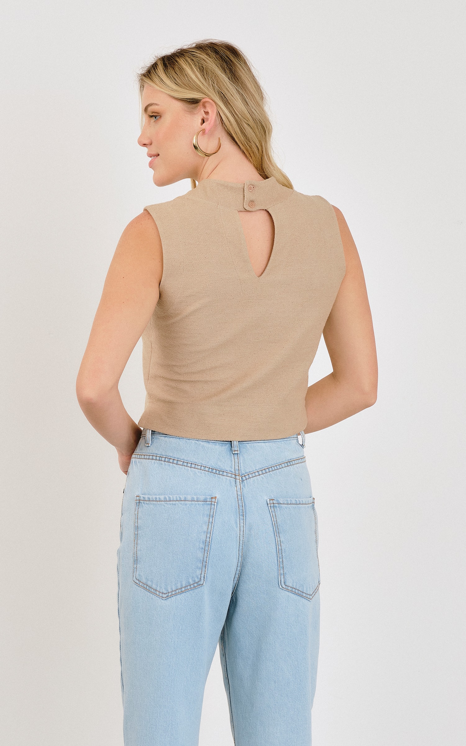 Blusa Cropped Moletom Sarjado Cappuccino