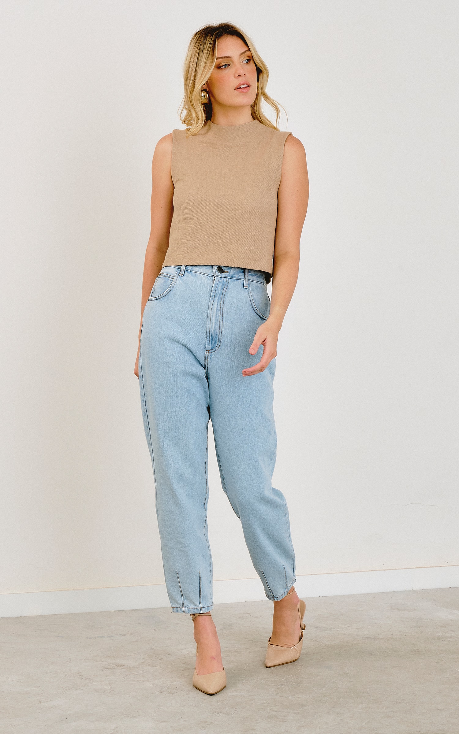 Blusa Cropped Moletom Sarjado Cappuccino