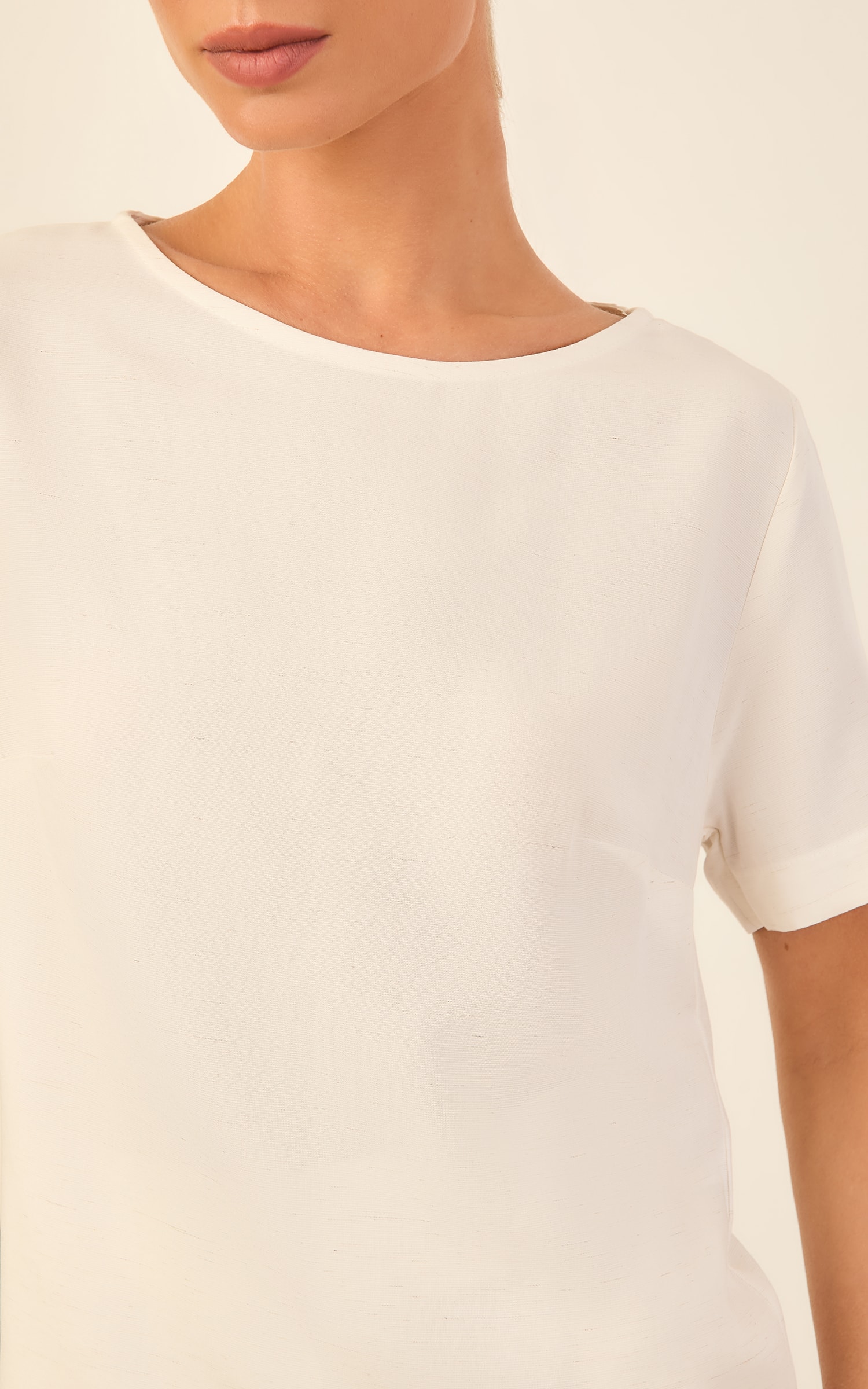 Blusa Decote Canoa Color Natural