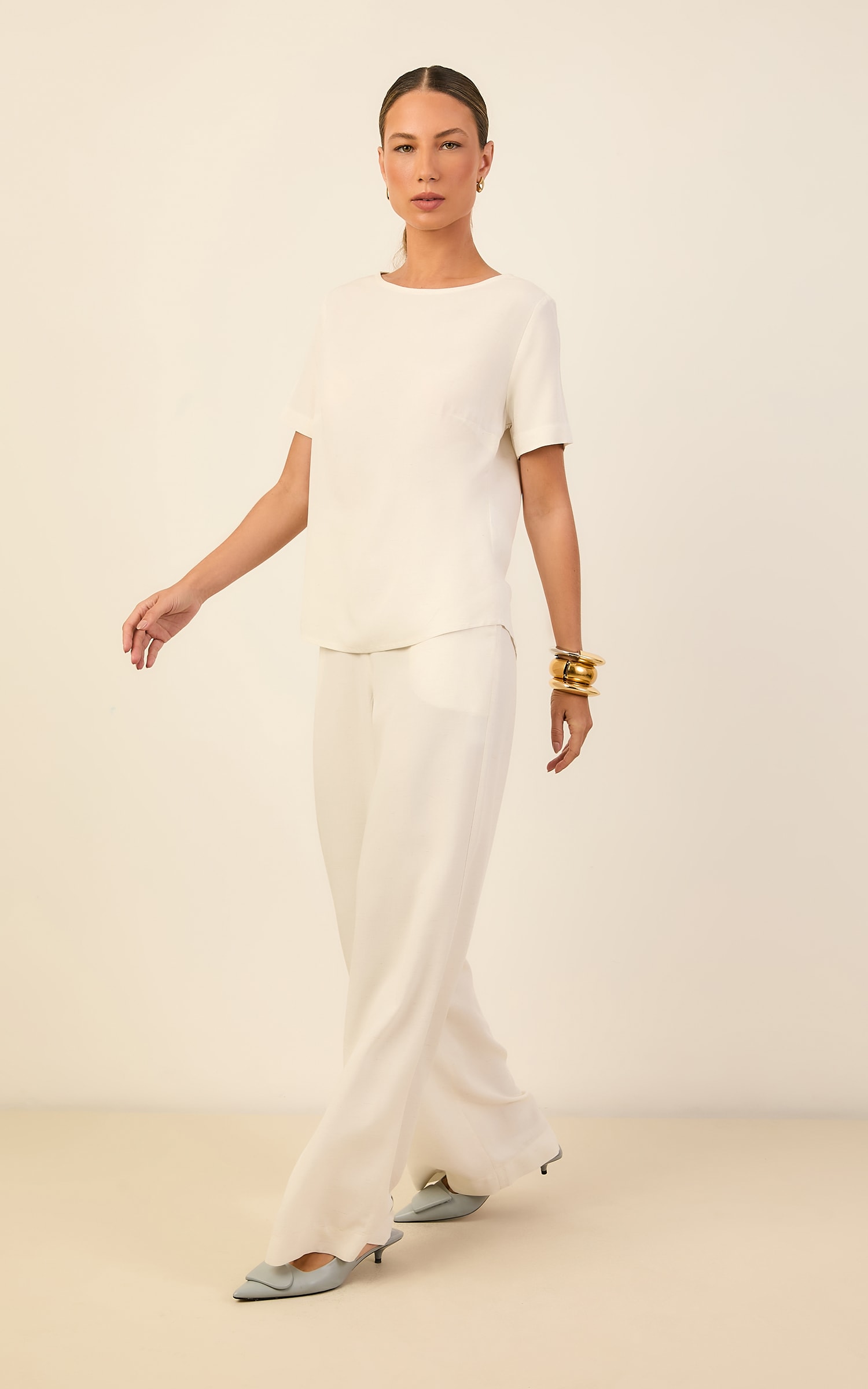 Blusa Decote Canoa Color Natural