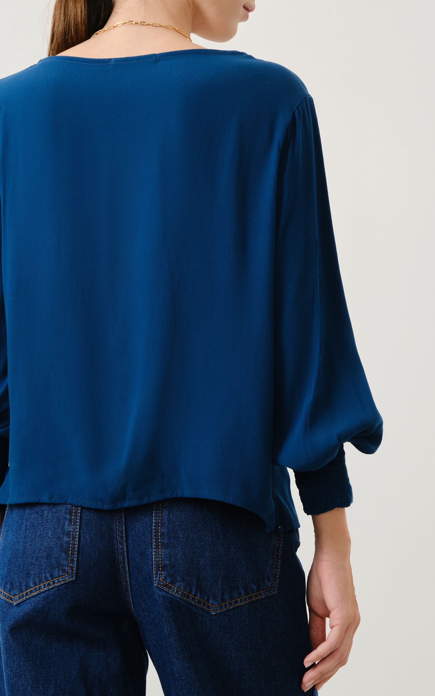 Blusa Decote Canoa River Cobalto