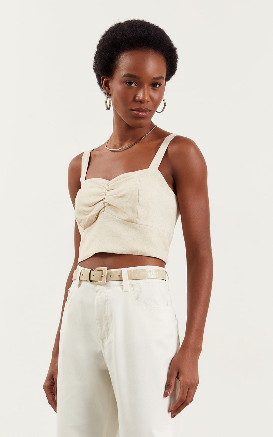 Blusa Decote Franzido Santorini Natural