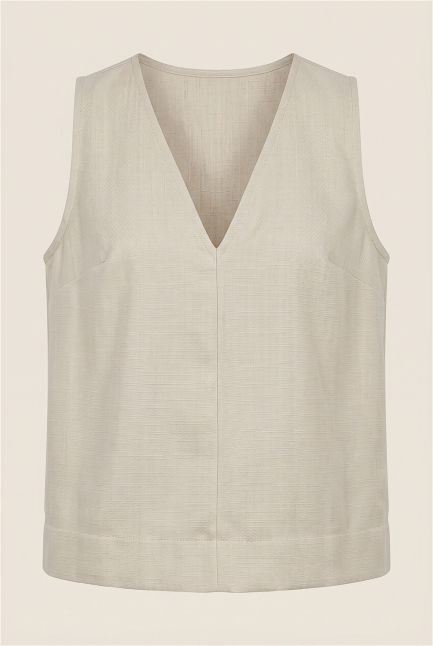 Blusa Decote v Deep Areia