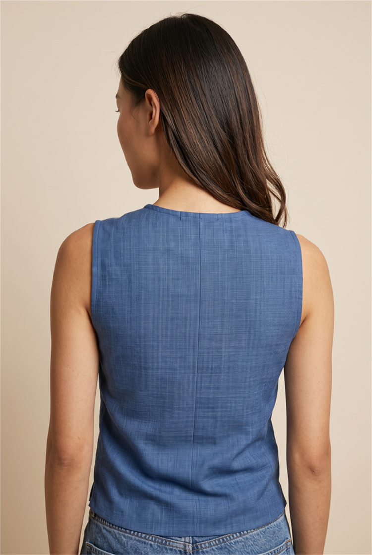 Blusa Decote v Deep Azul Mykonos