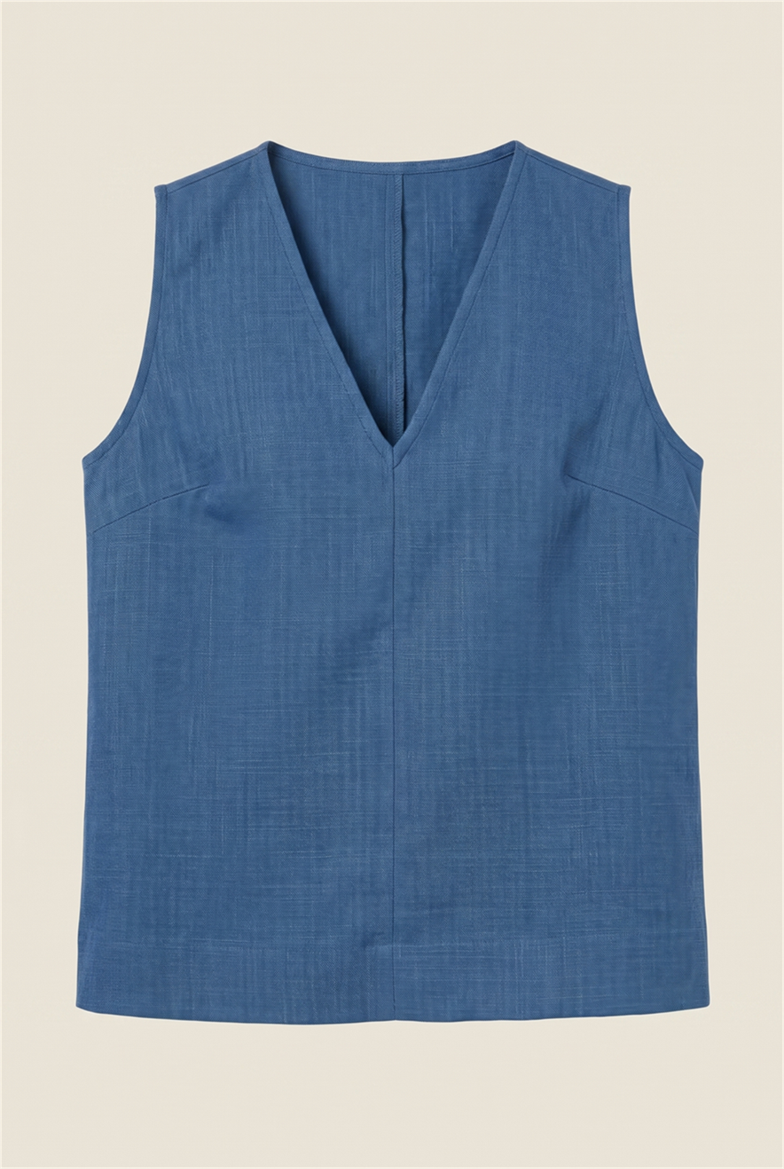 Blusa Decote v Deep Azul Mykonos