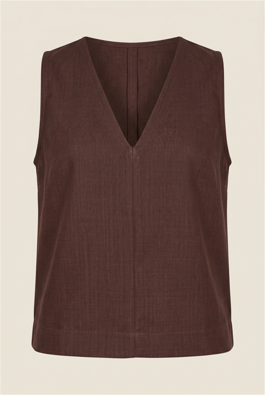 Blusa Decote v Deep Chocolate