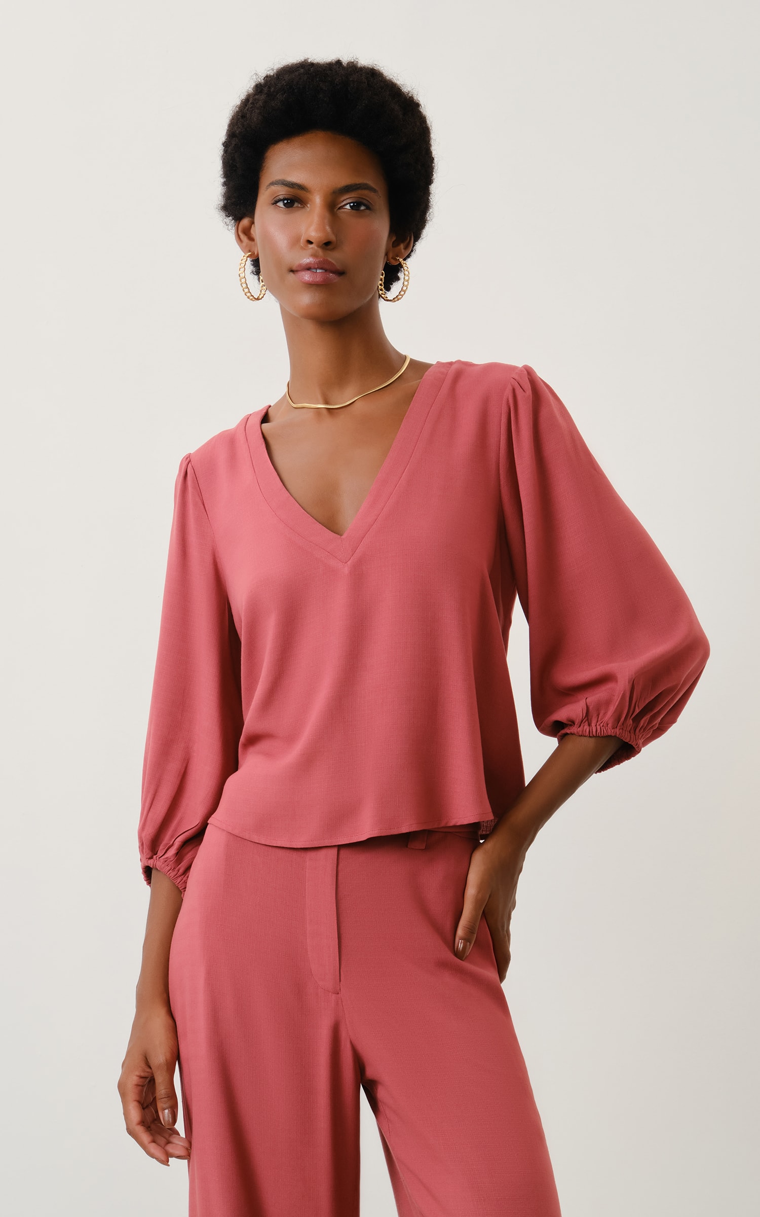 Blusa Decote v Nepal Mauve