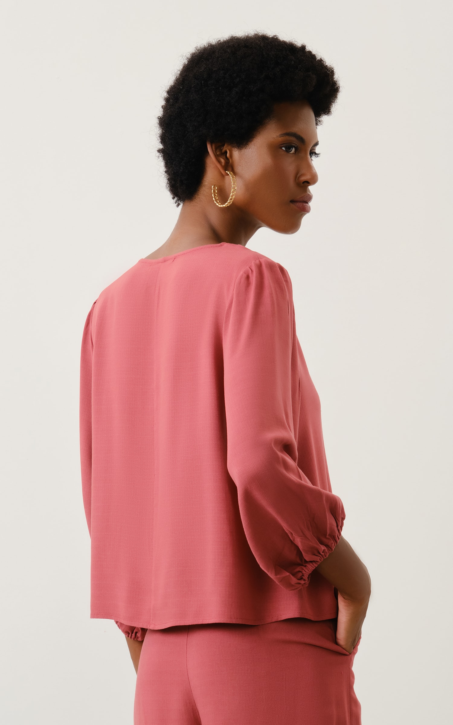 Blusa Decote v Nepal Mauve