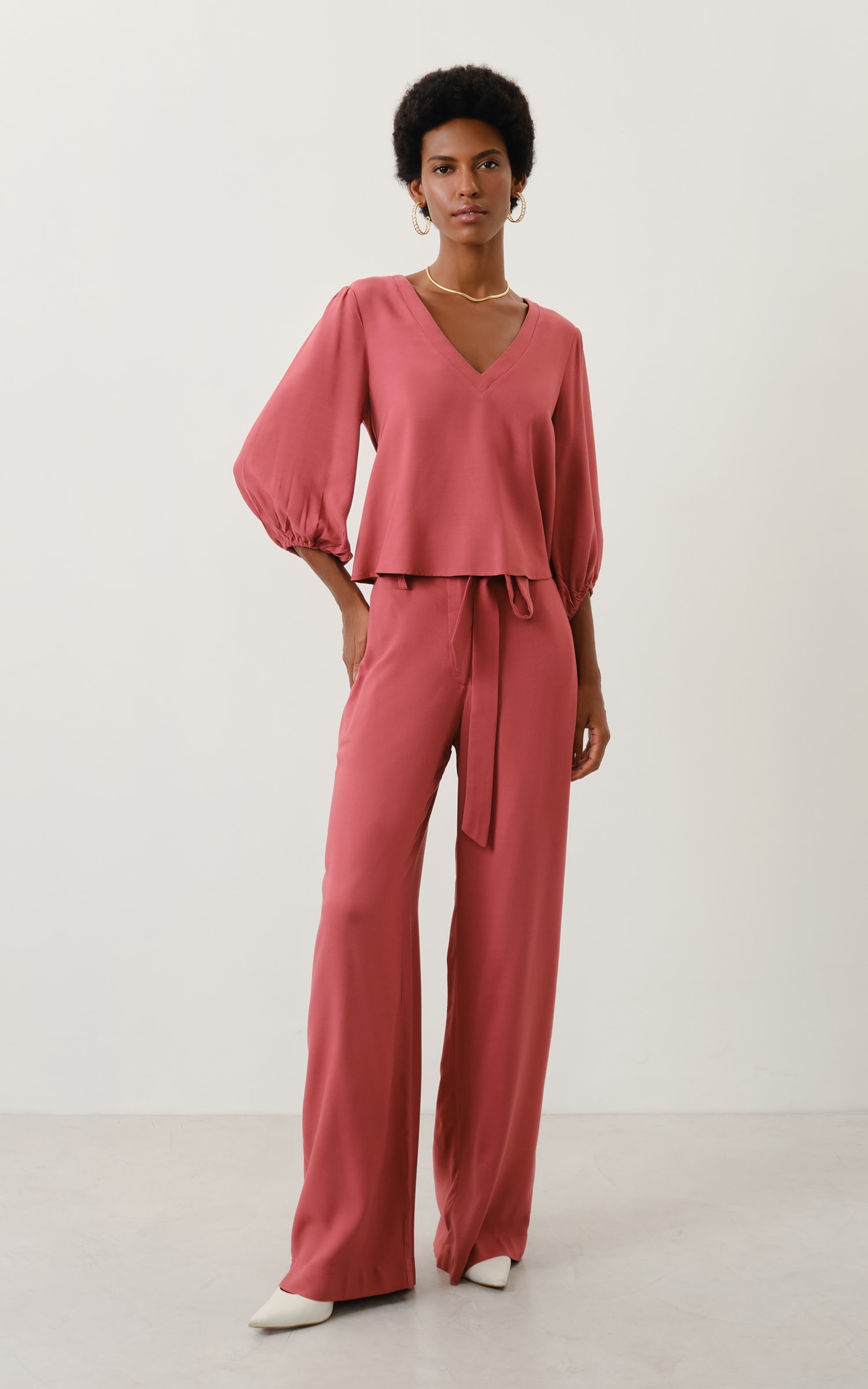 Blusa Decote v Nepal Mauve
