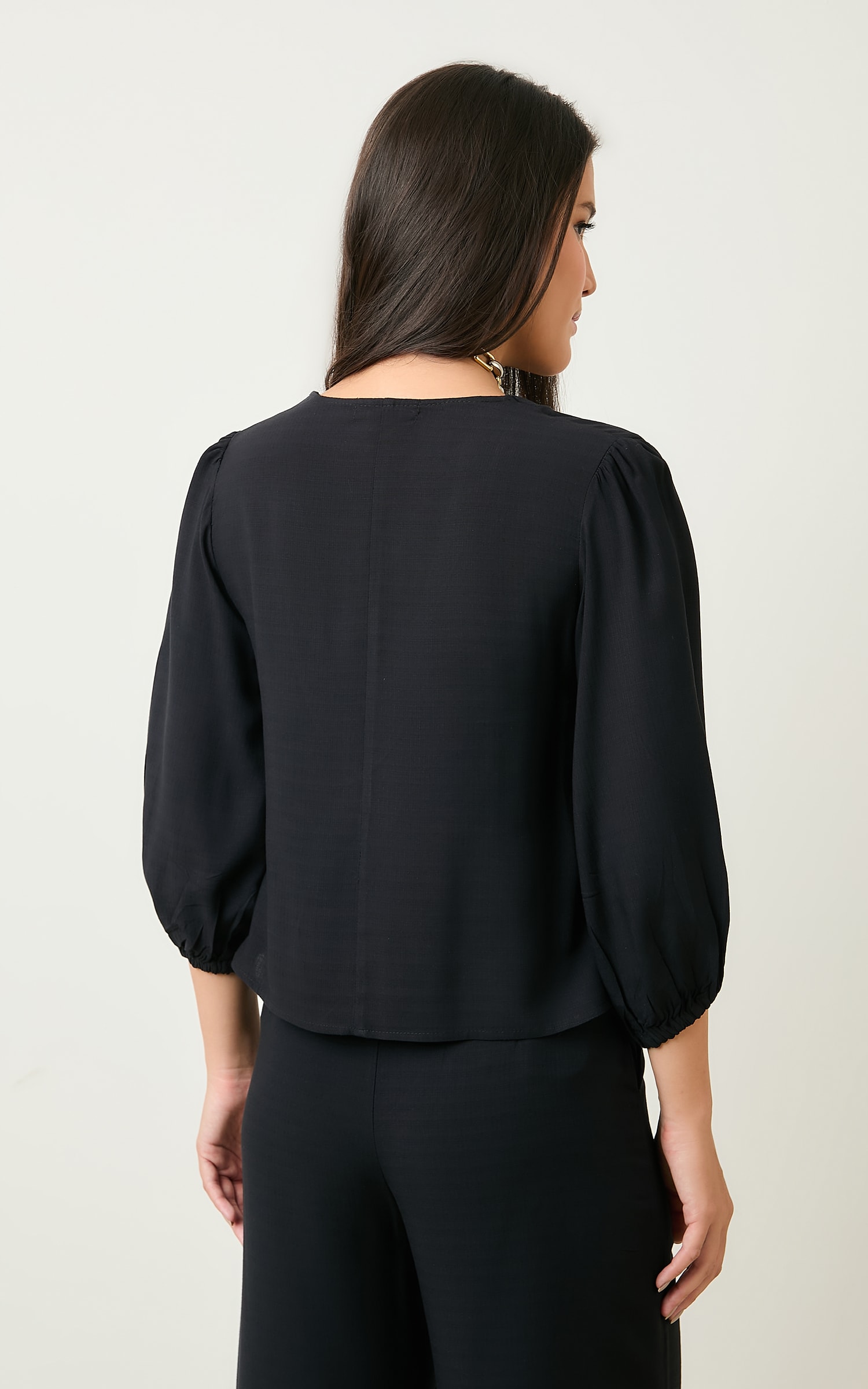 Blusa Decote v Nepal Preto
