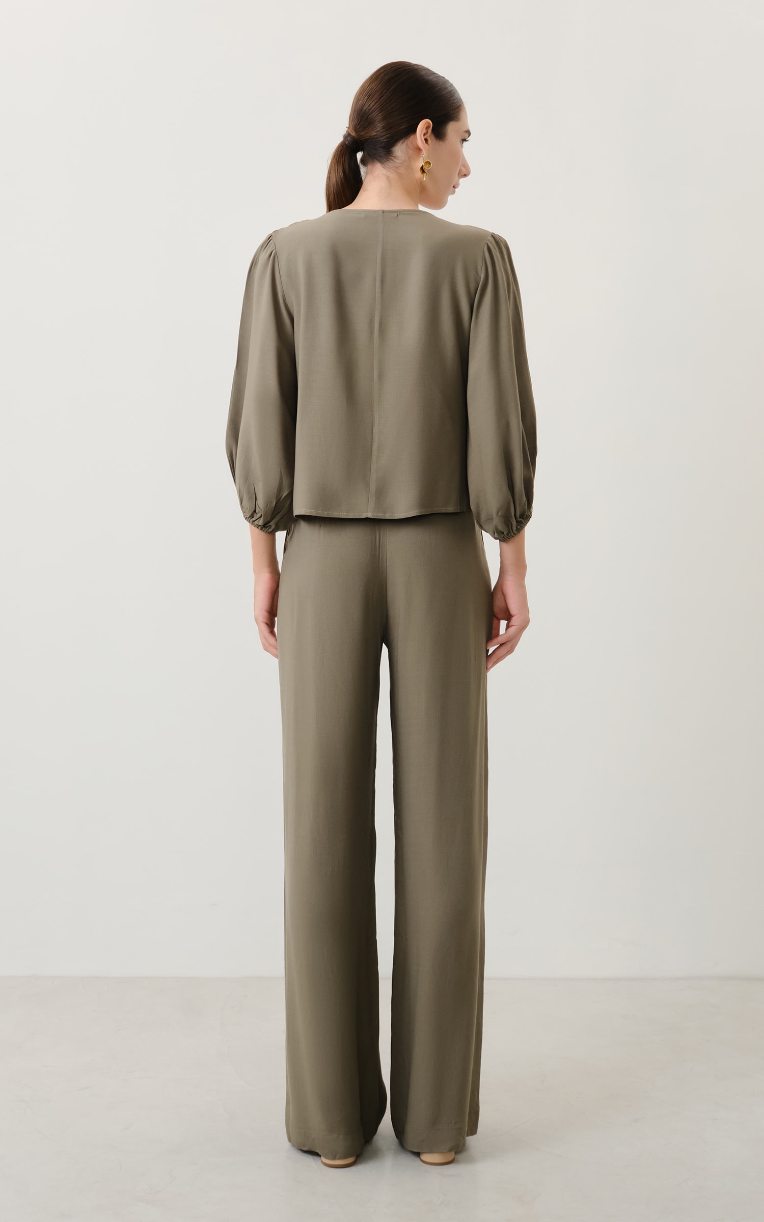 Blusa Decote v Nepal Verde Musgo